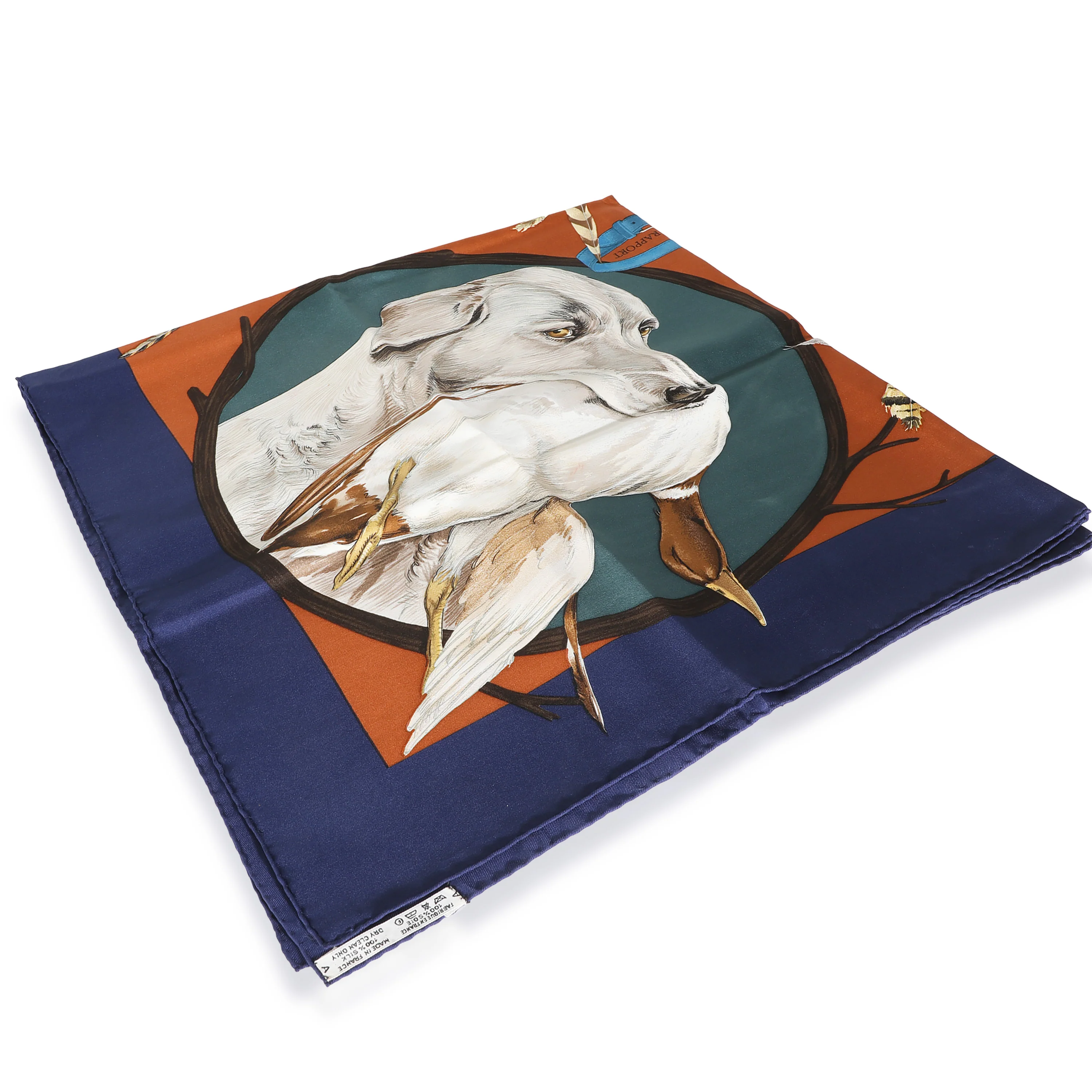 Navy Multicolor Silk Chien Au Rapport Scarf 90 - Image 6