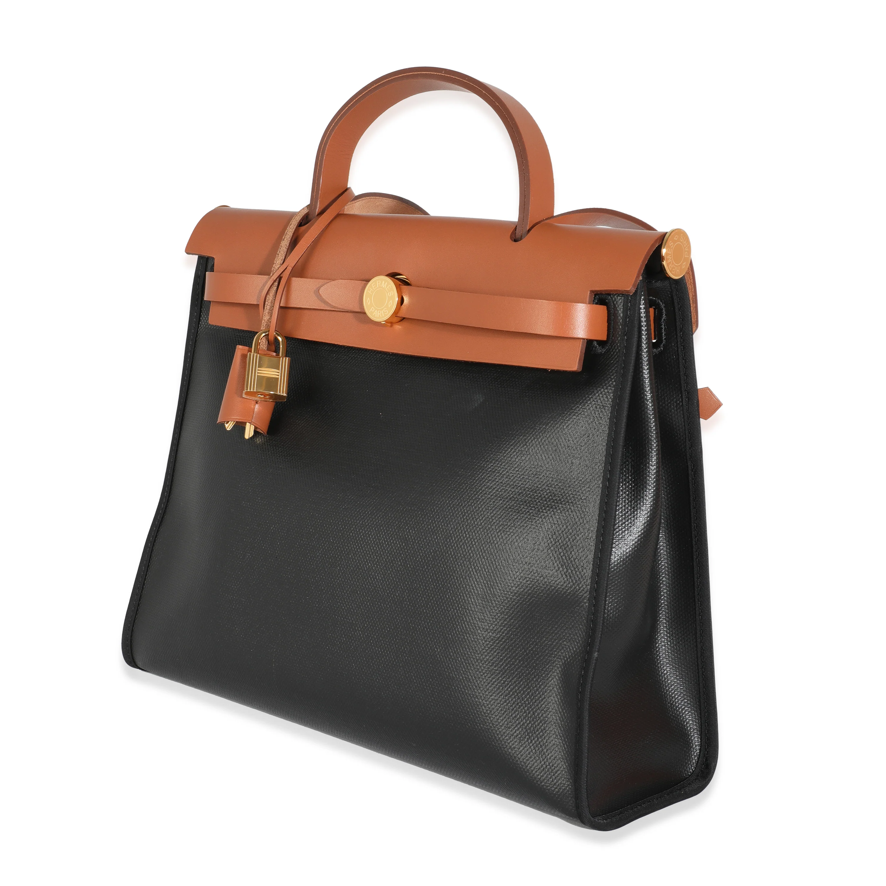 Natural Vache Hunter Black Berline Canvas Ecru Toile Herbag Zip 31 GHW - Image 2
