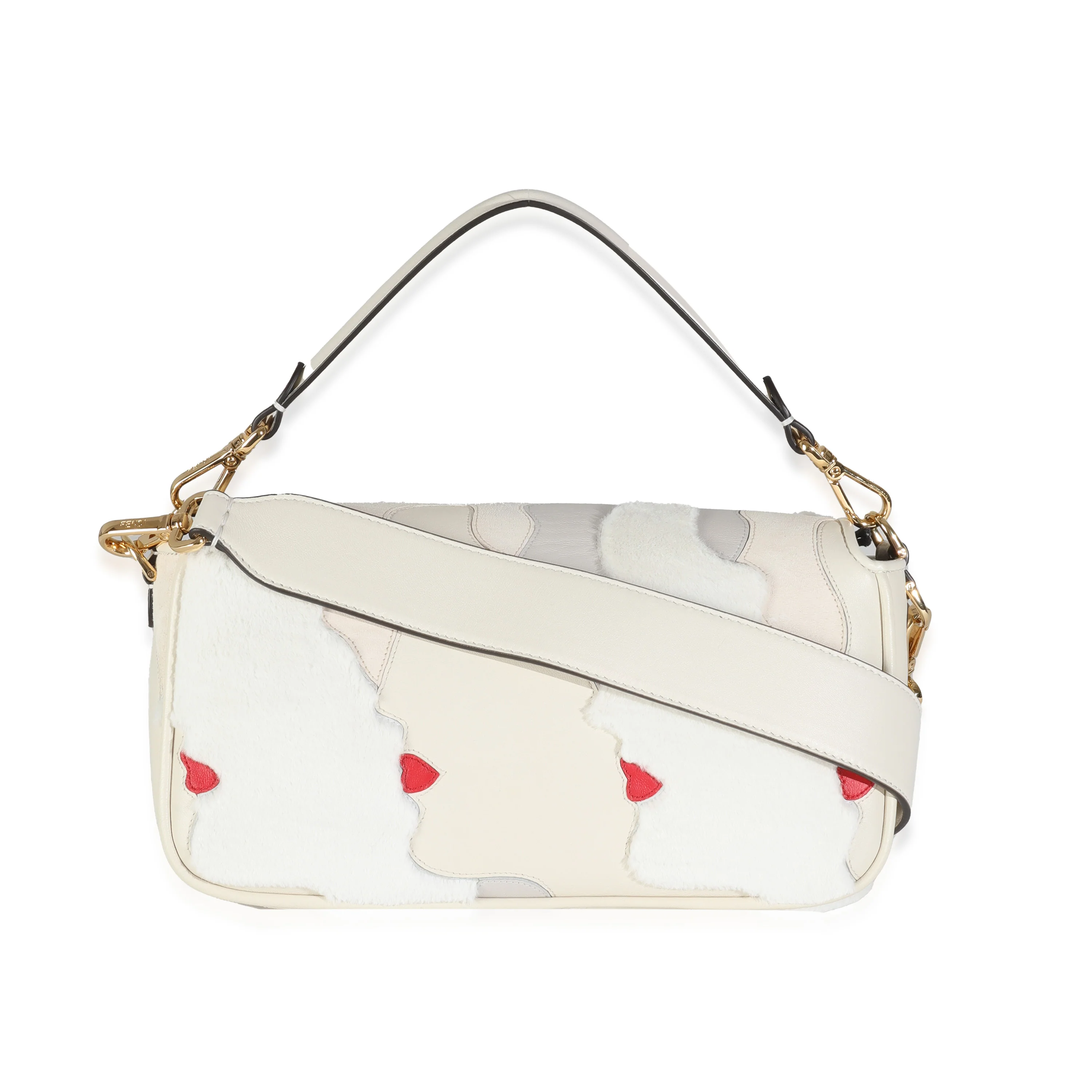 Multicolor Bianco Carta Mink Fur Nappa Faces Baguette - Image 4