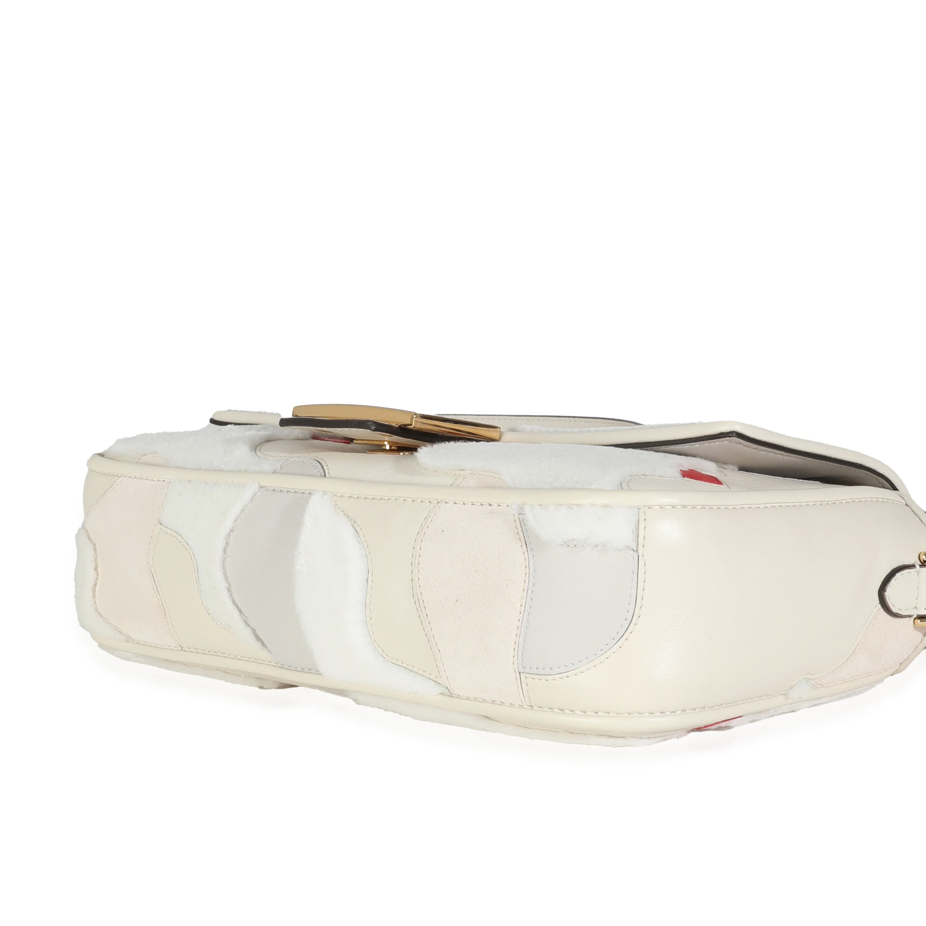 Multicolor Bianco Carta Mink Fur Nappa Faces Baguette - Image 6