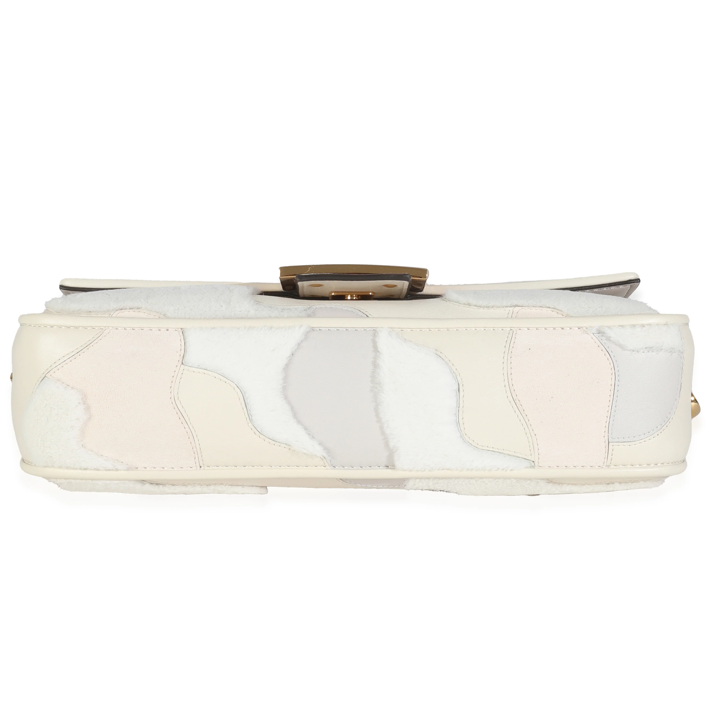Multicolor Bianco Carta Mink Fur Nappa Faces Baguette - Image 7