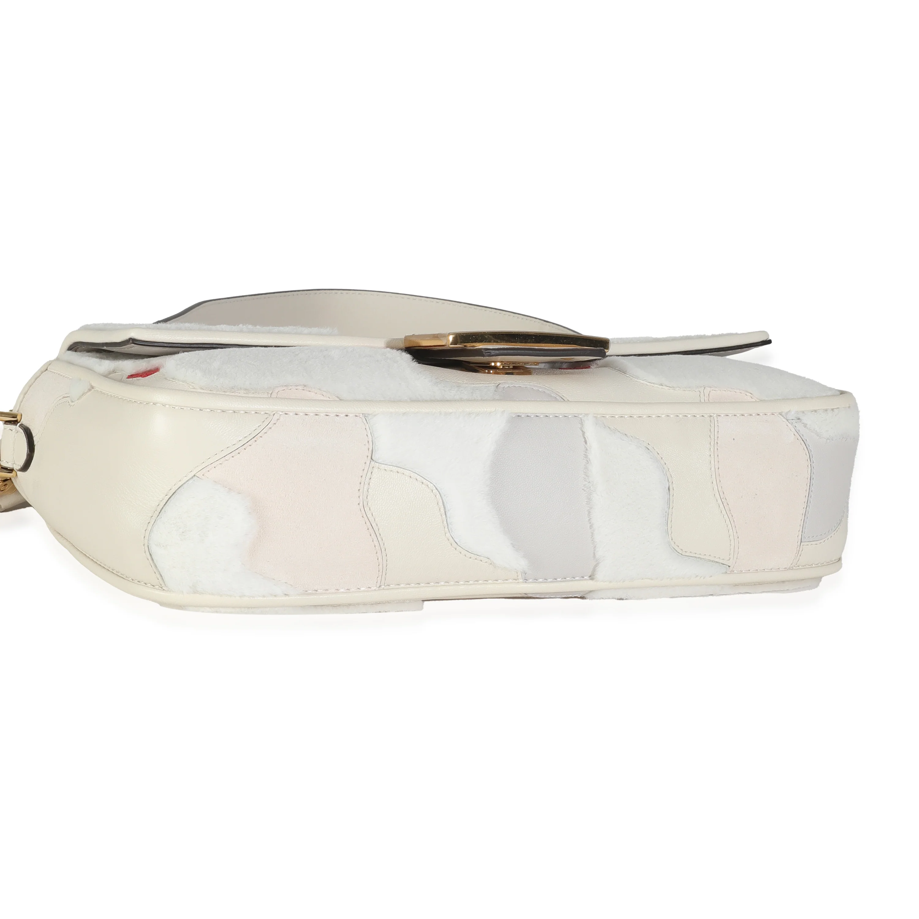 Multicolor Bianco Carta Mink Fur Nappa Faces Baguette - Image 8