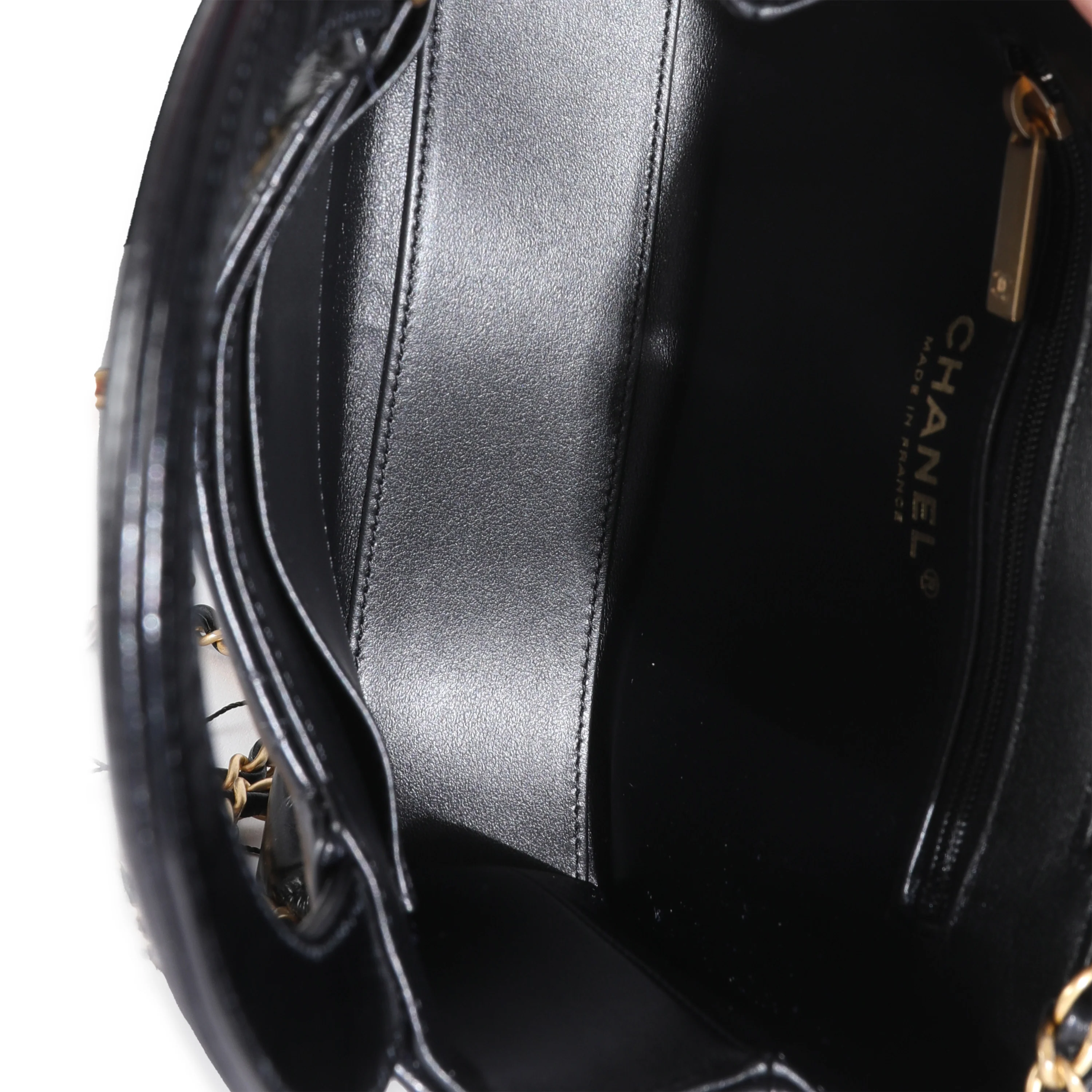 Black Shiny Aged Calfskin Quilted Nano Kelly Shopper - Image 9