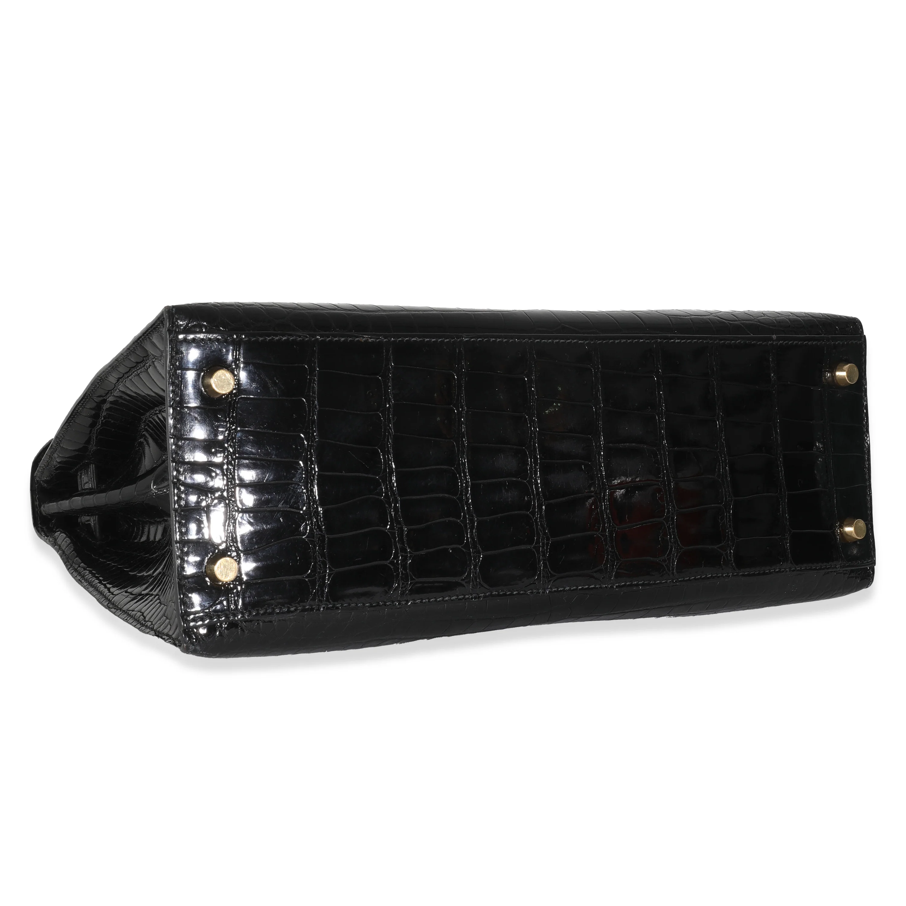 Vintage Black Porosus Crocodile Sellier Kelly 32 GHW - Image 6