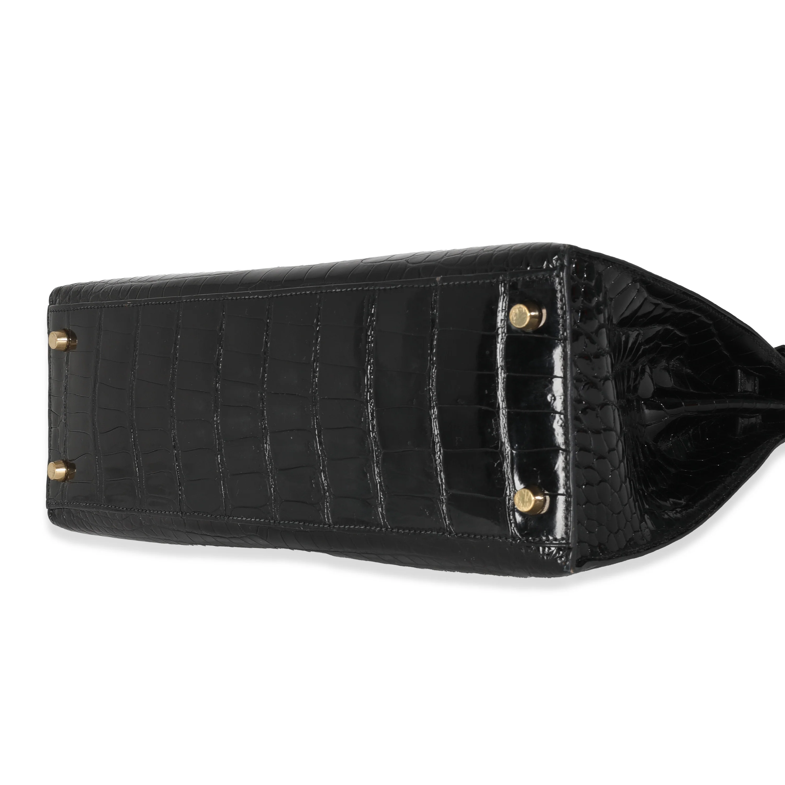 Vintage Black Porosus Crocodile Sellier Kelly 32 GHW - Image 7