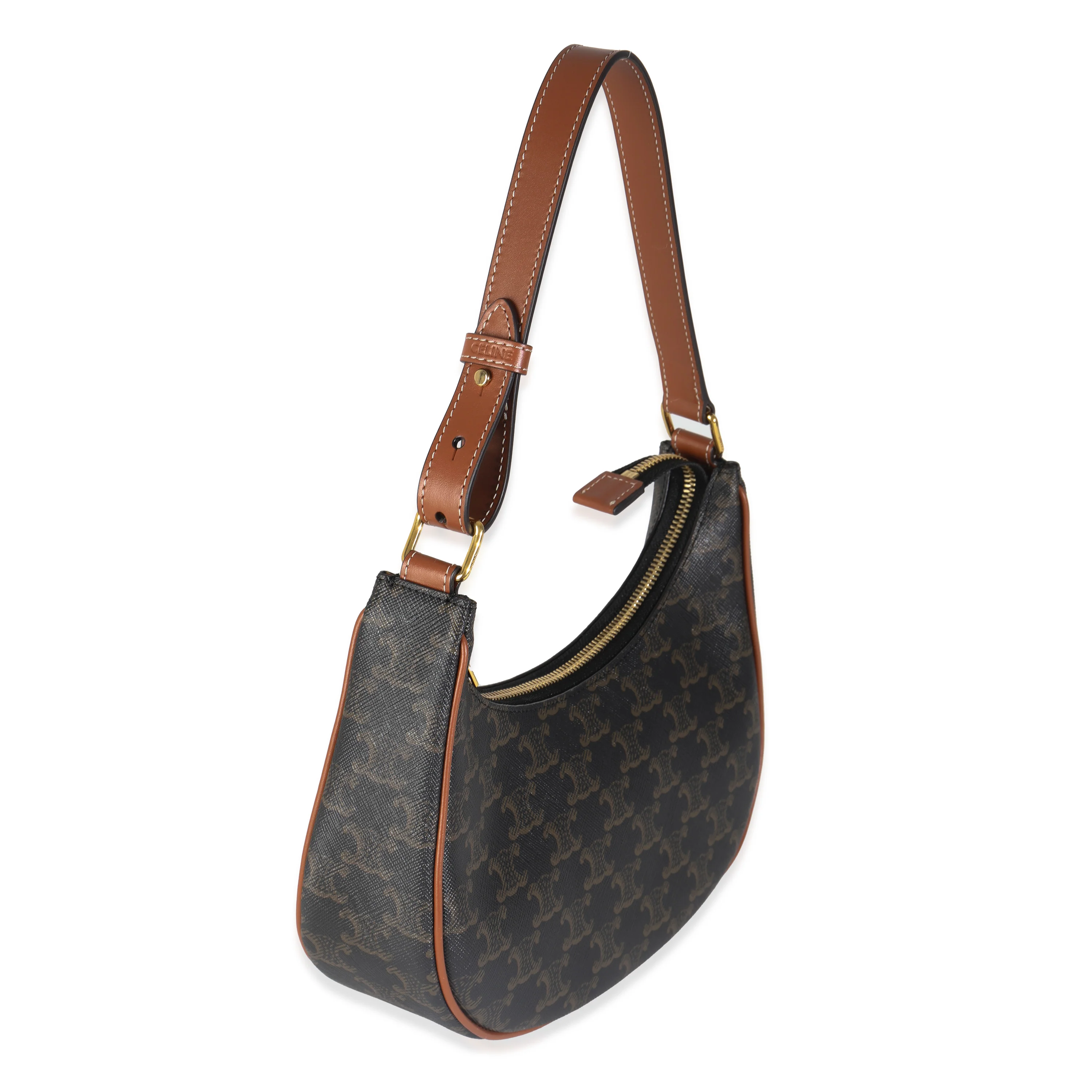 Tan Calfskin Triomphe Canvas Ava Shoulder Bag - Image 3