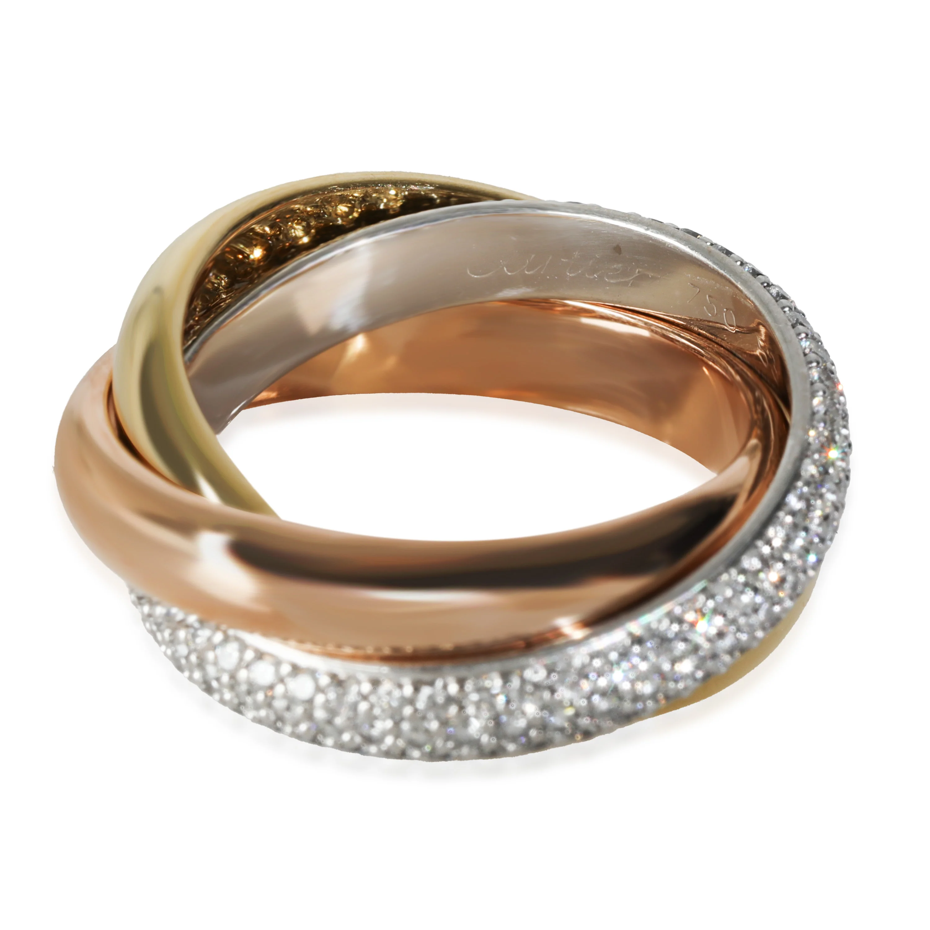 3-Tone Gold Diamond Trinity Ring - Image 2