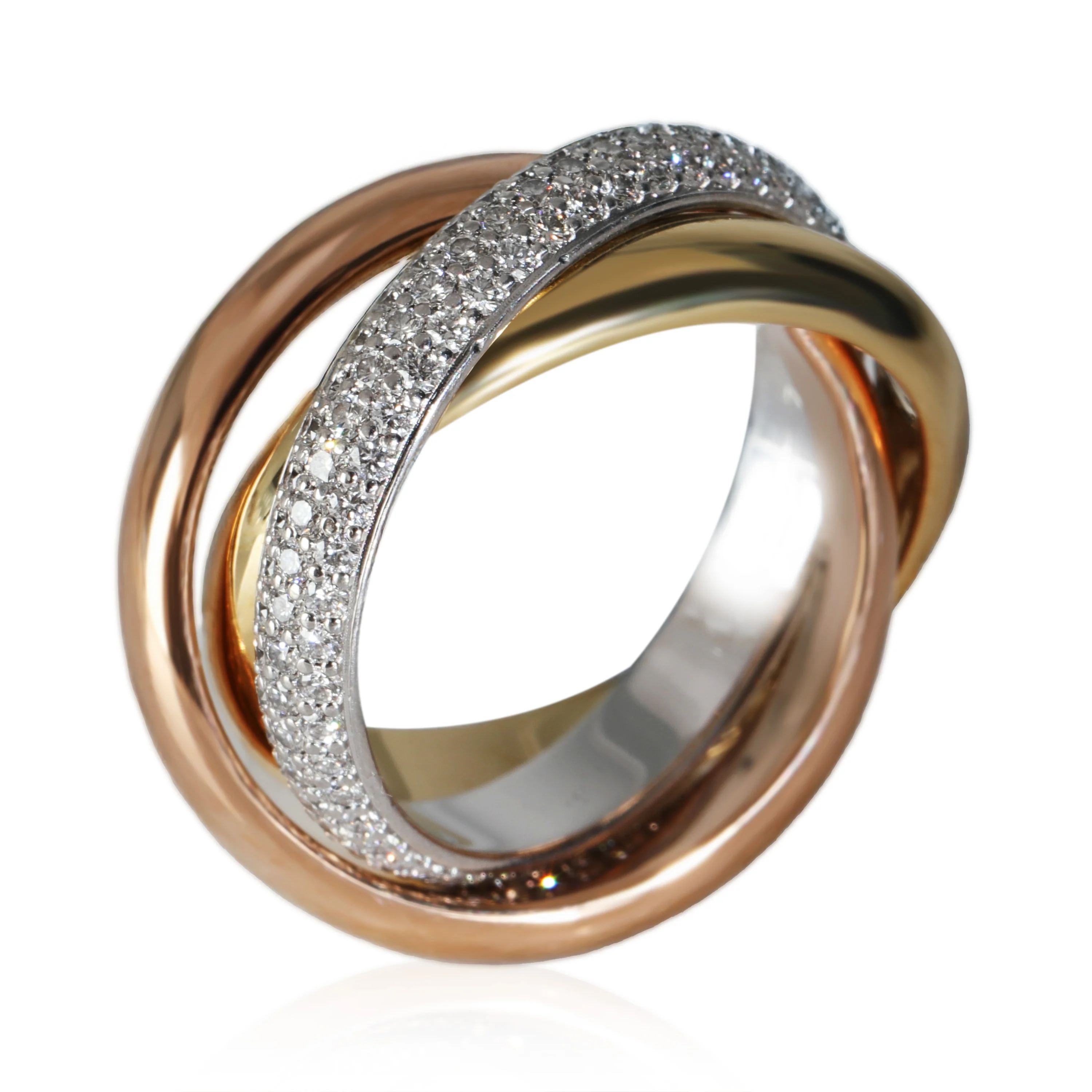 3-Tone Gold Diamond Trinity Ring - Image 3