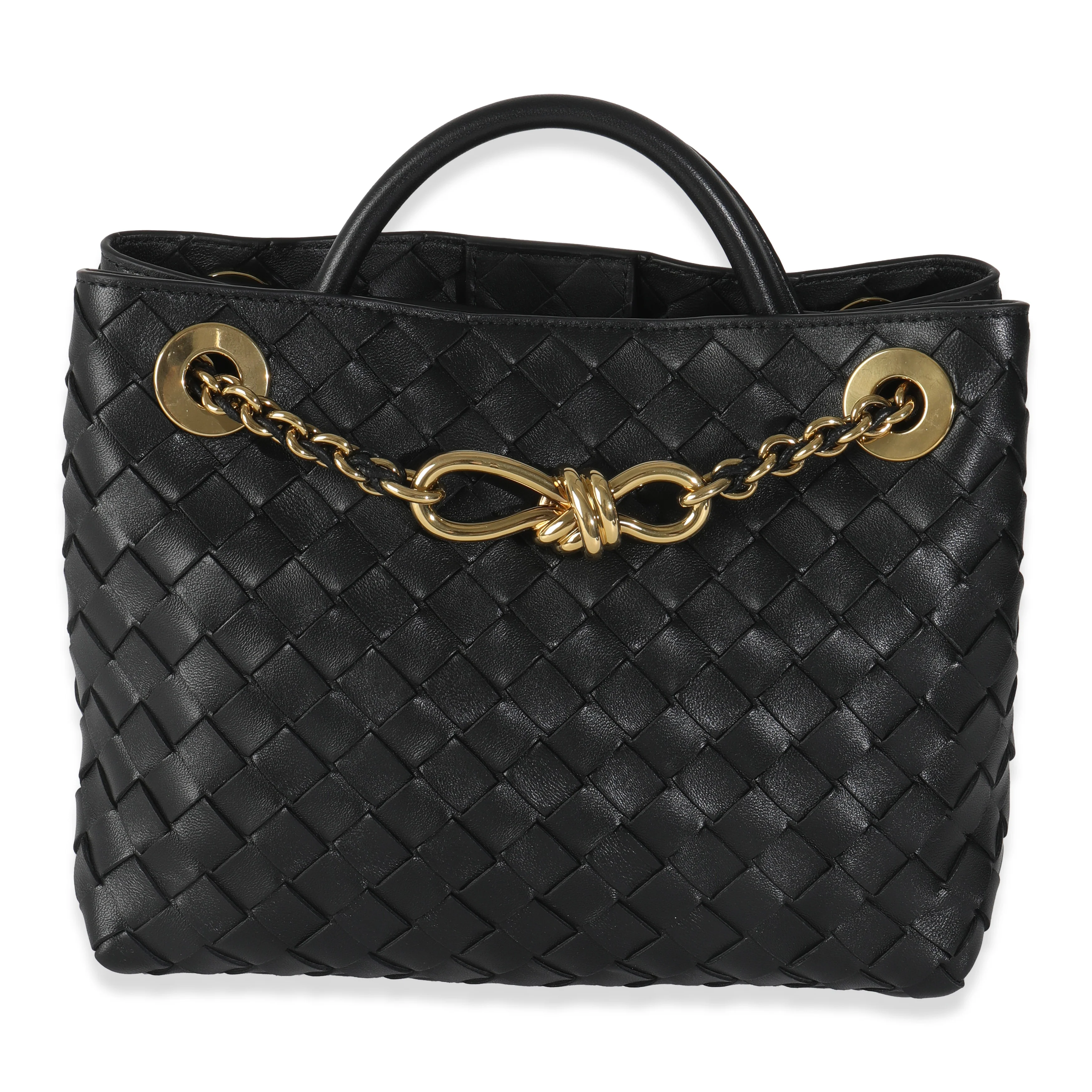 Black Nappa Intrecciato Small Andiamo With Chain