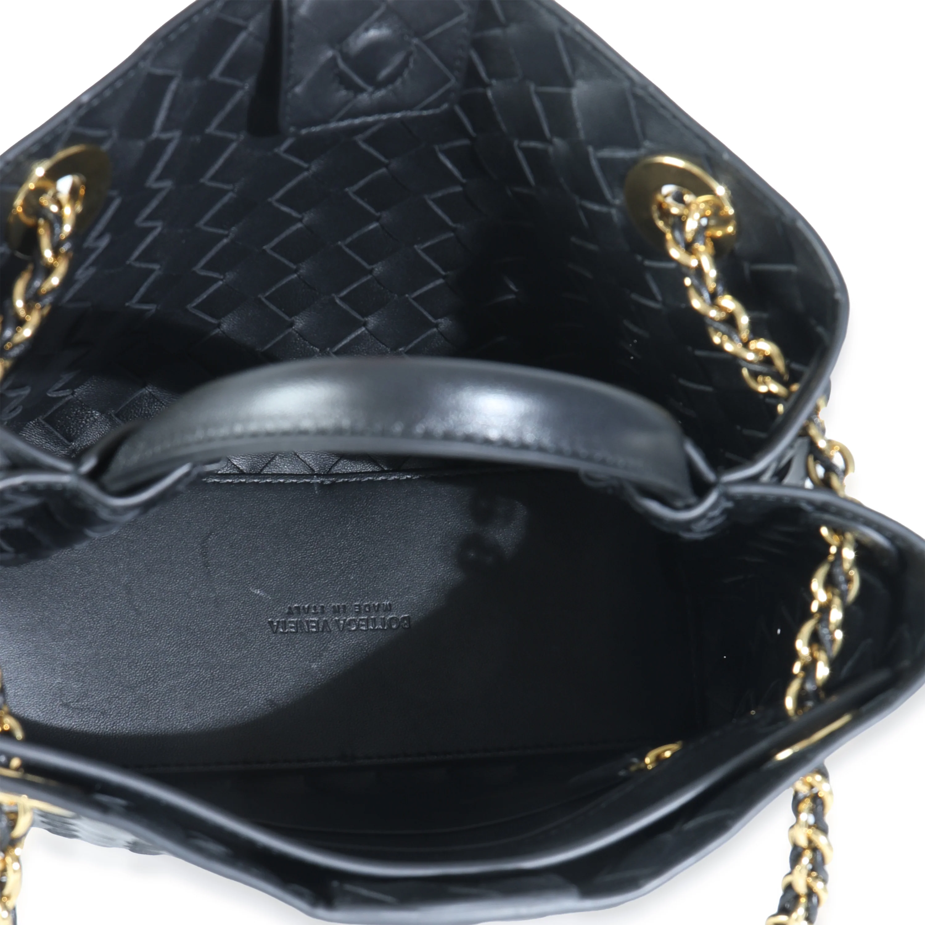 Black Nappa Intrecciato Small Andiamo With Chain - Image 10