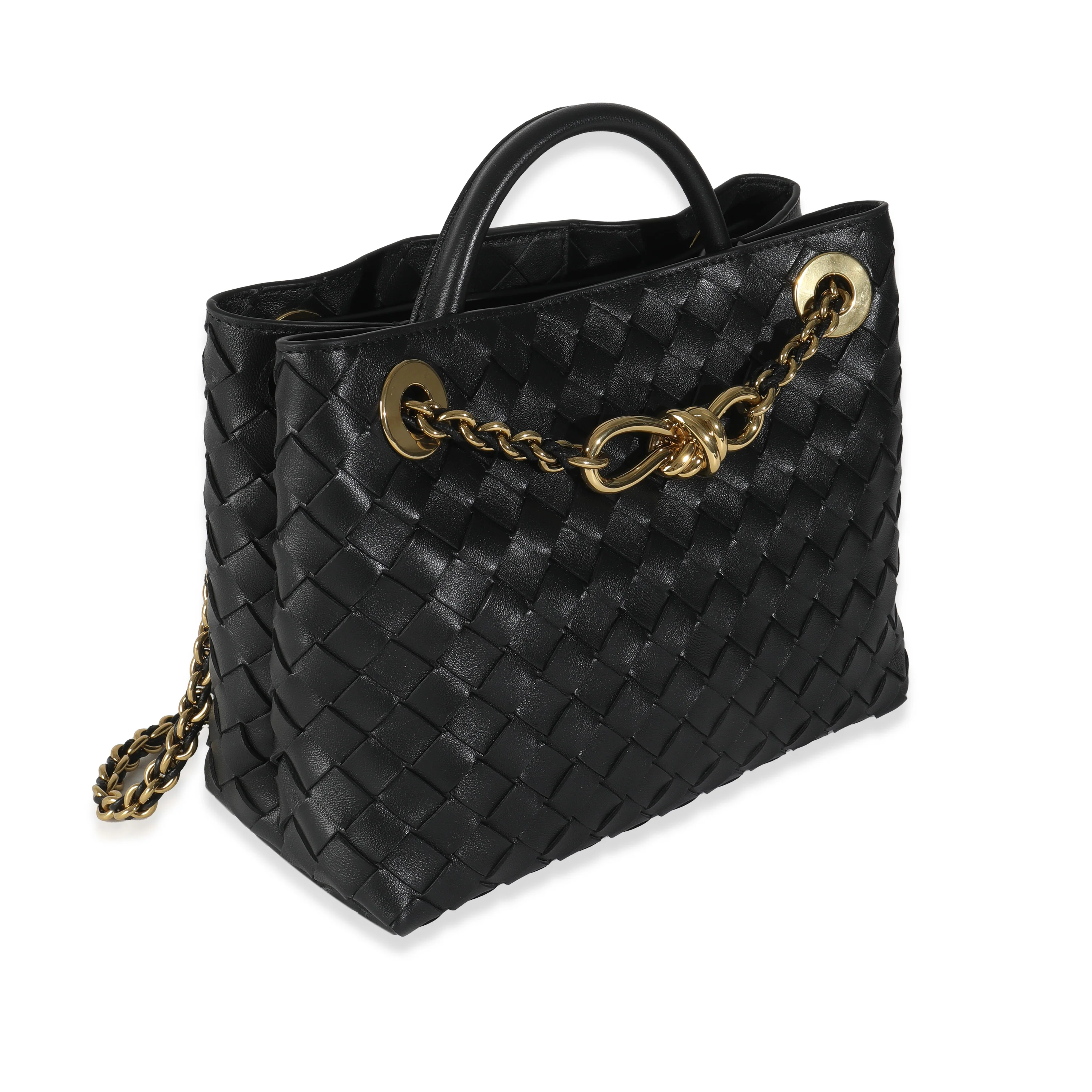 Black Nappa Intrecciato Small Andiamo With Chain - Image 3