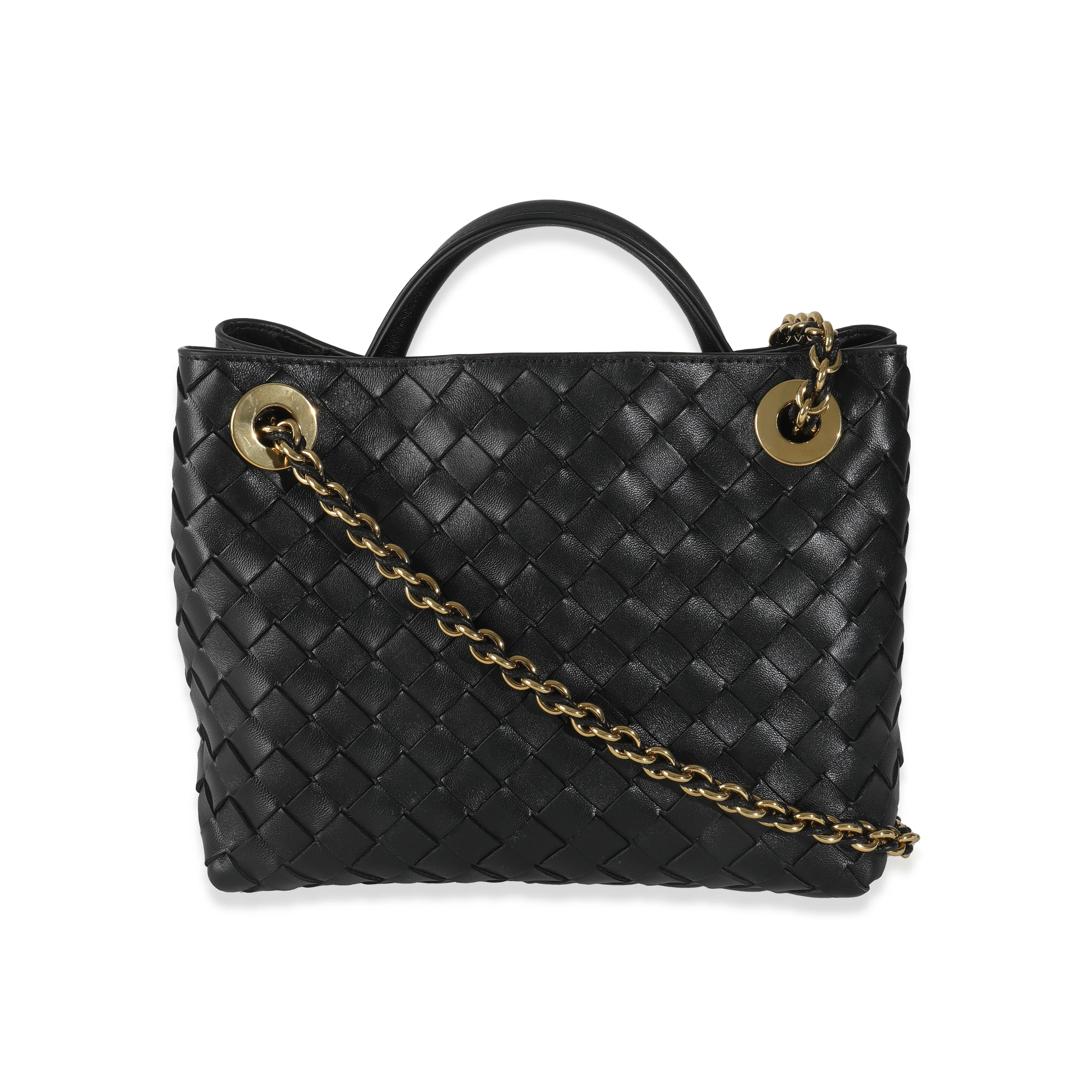 Black Nappa Intrecciato Small Andiamo With Chain - Image 5