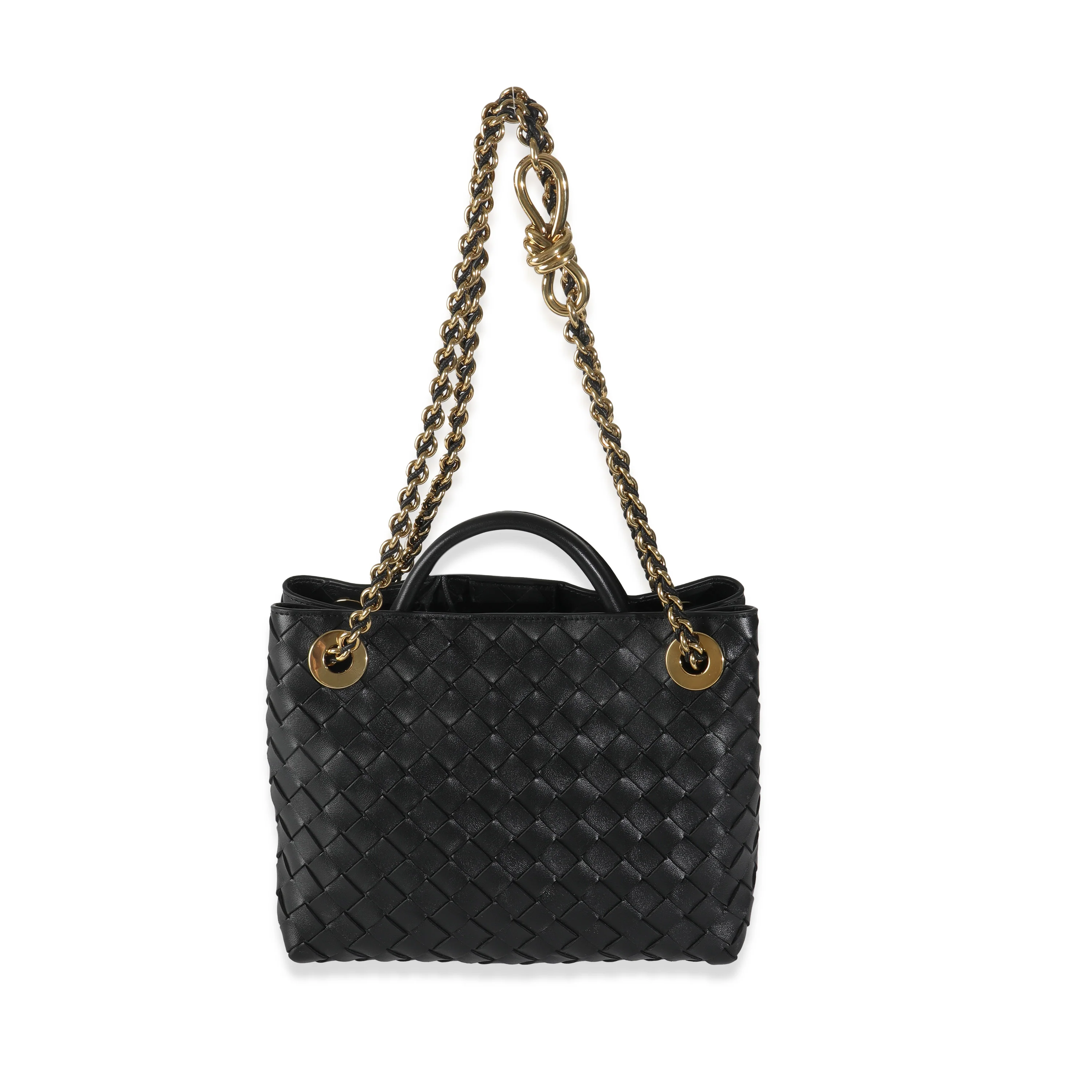 Black Nappa Intrecciato Small Andiamo With Chain - Image 9