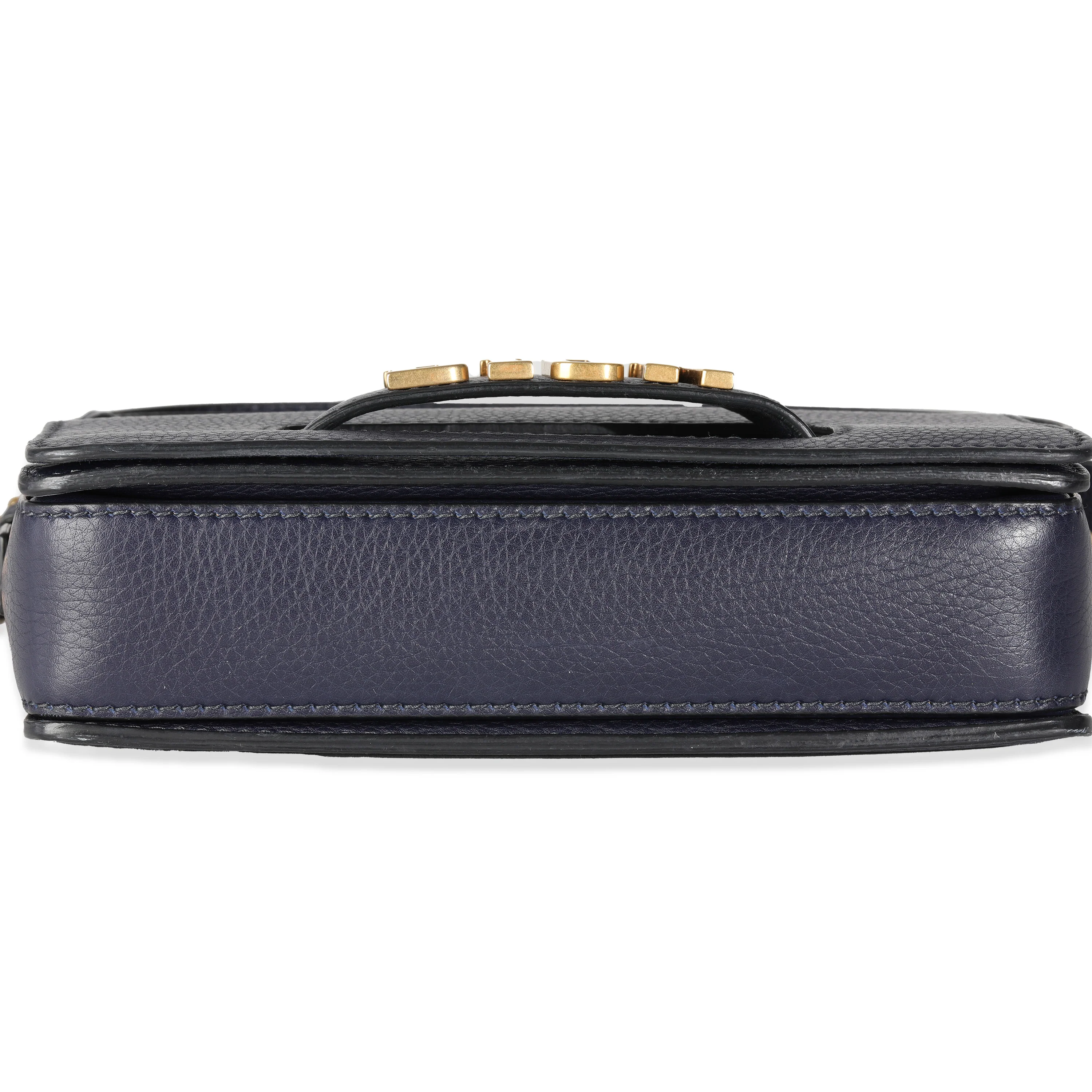 Navy Blue Grained Calfskin Medium Dio(r)evolution Flap Bag - Image 5