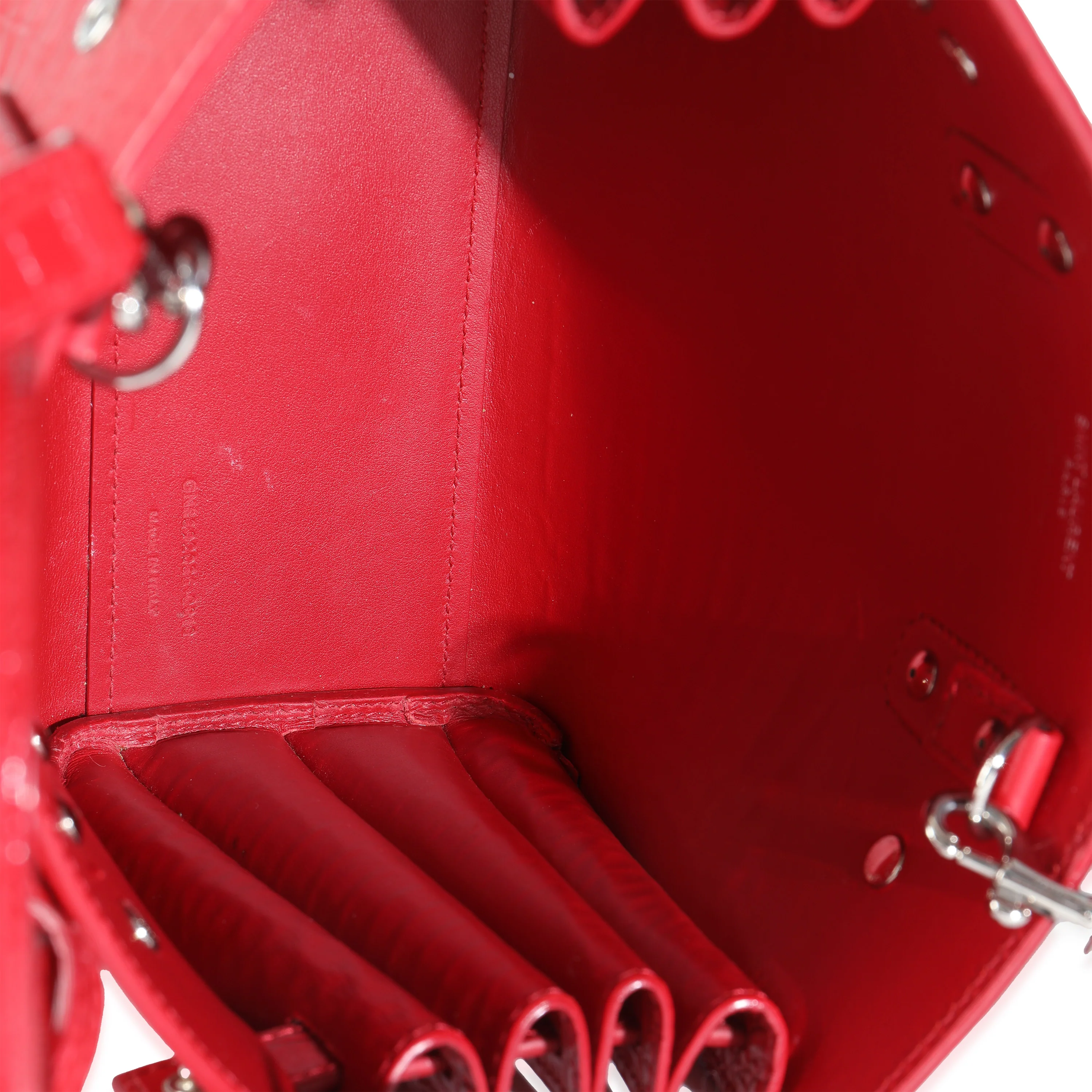 Red Calfskin Crocodile Embossed Nano Sac De Jour - Image 10