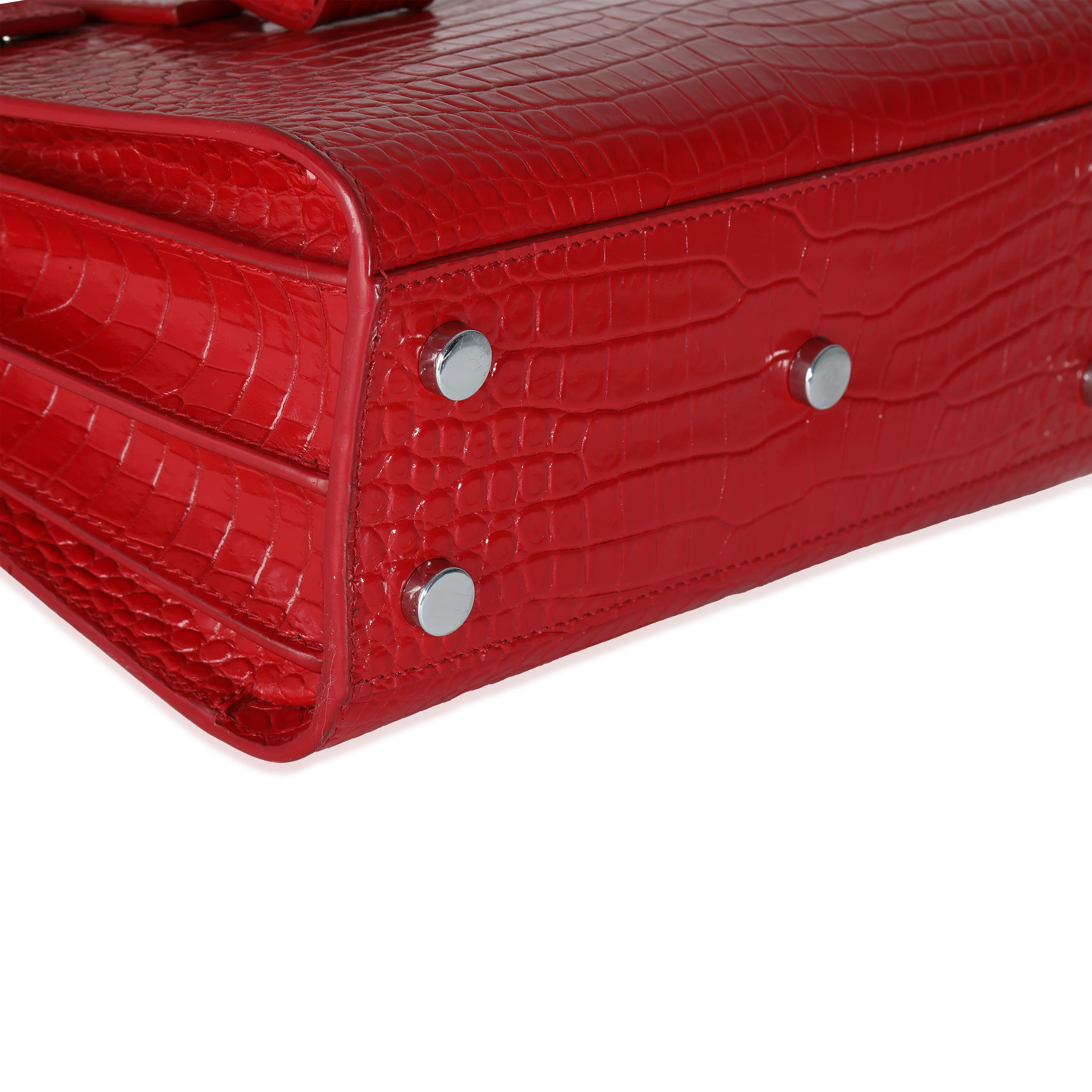 Red Calfskin Crocodile Embossed Nano Sac De Jour - Image 6