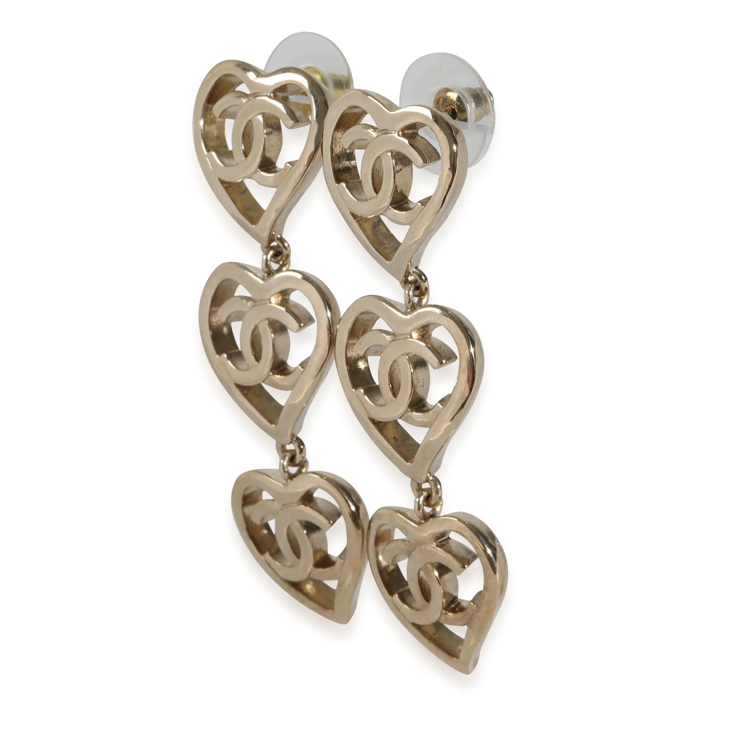 Gold-Plated 2022 Triple Heart Drop Earrings - Image 2
