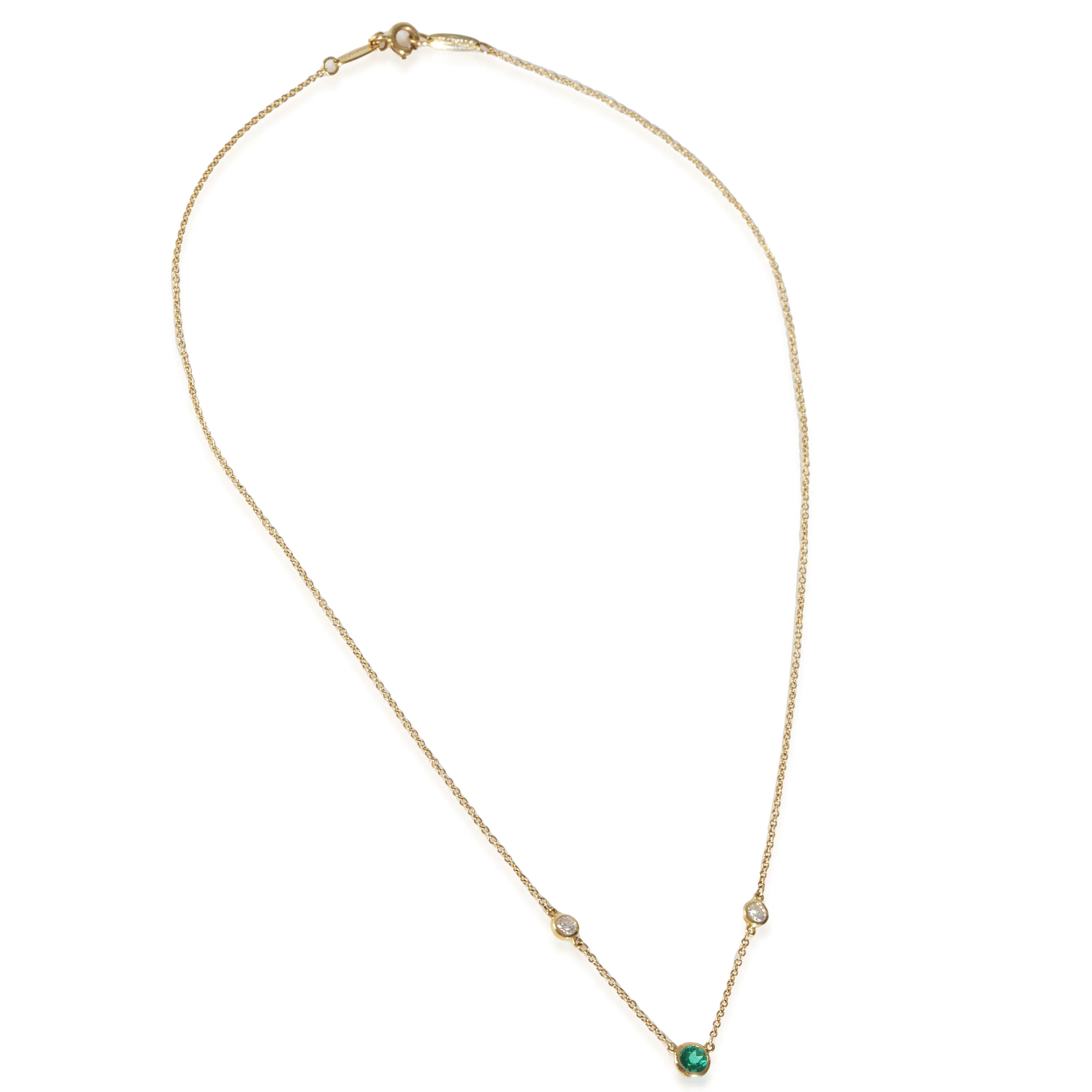 Yellow Gold Emerald & Diamond Color By The Yard Necklace - Image 2
