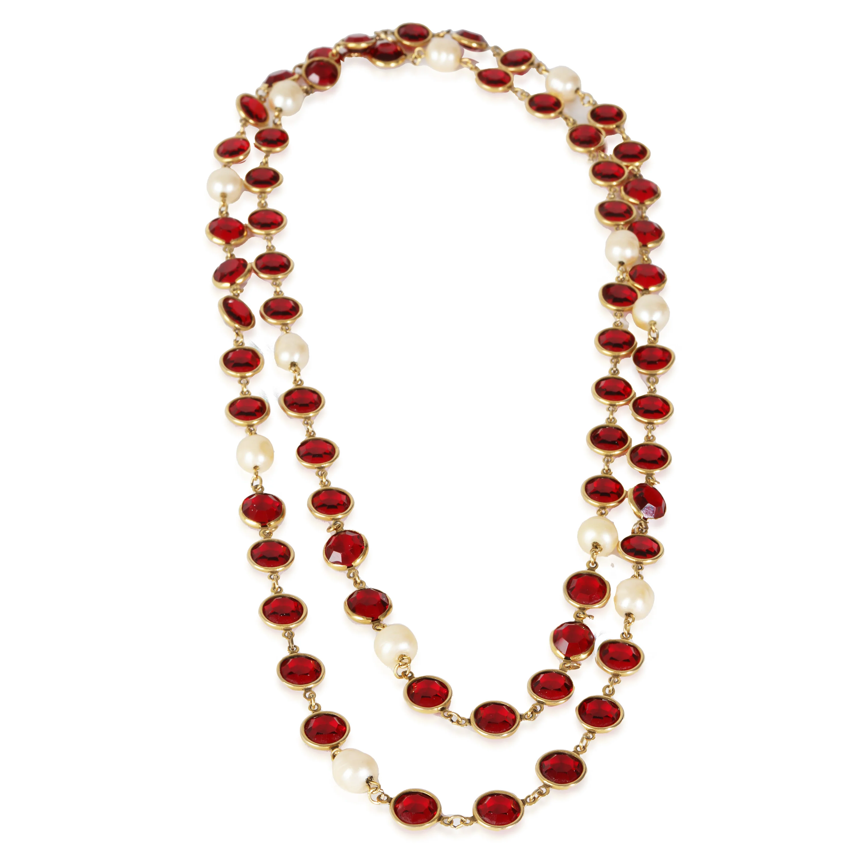 Gold-Plated Vintage 1981 Gripoix & Faux Pearl Necklace - Image 2