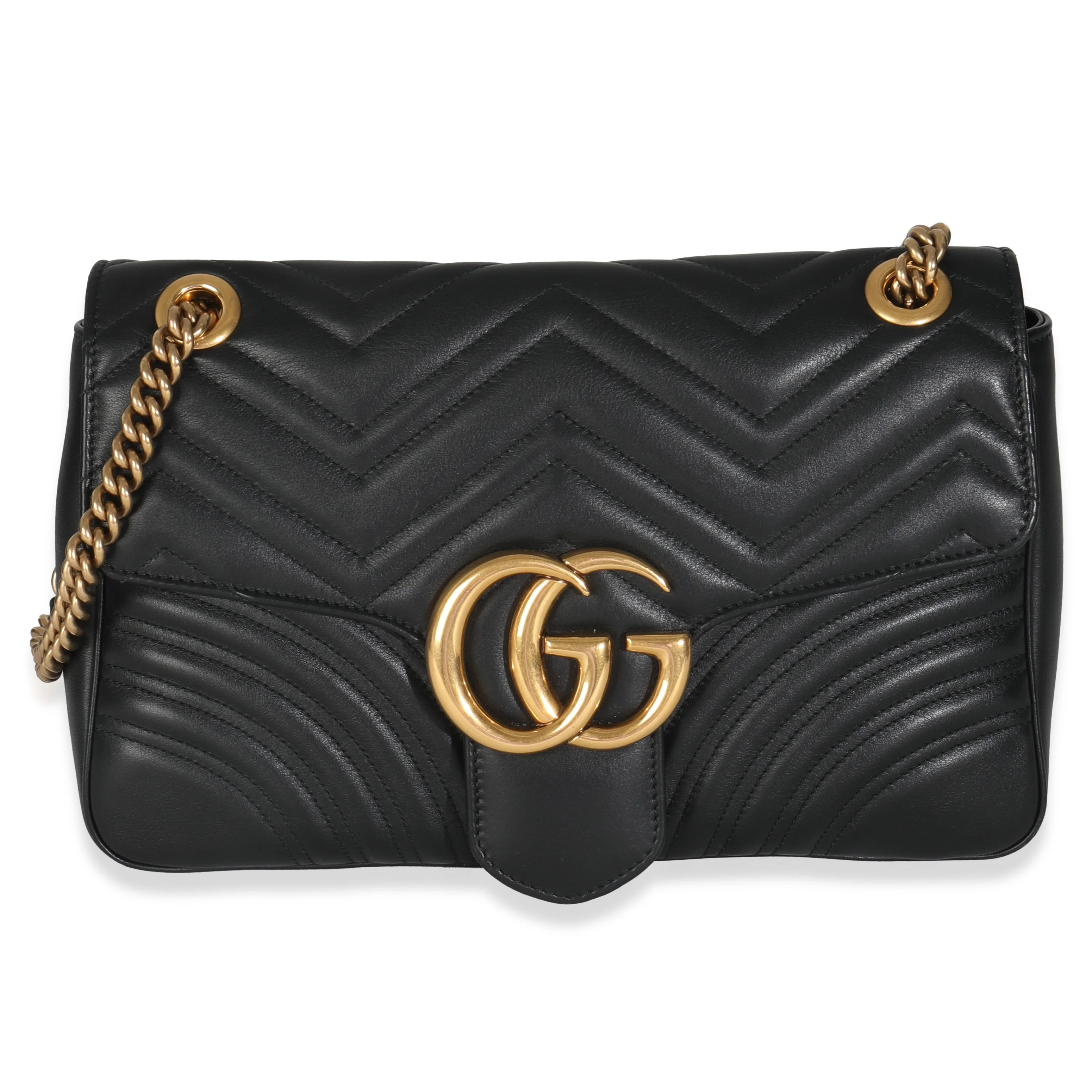 Black Matelasse Calfskin Large GG Marmont Shoulder Bag