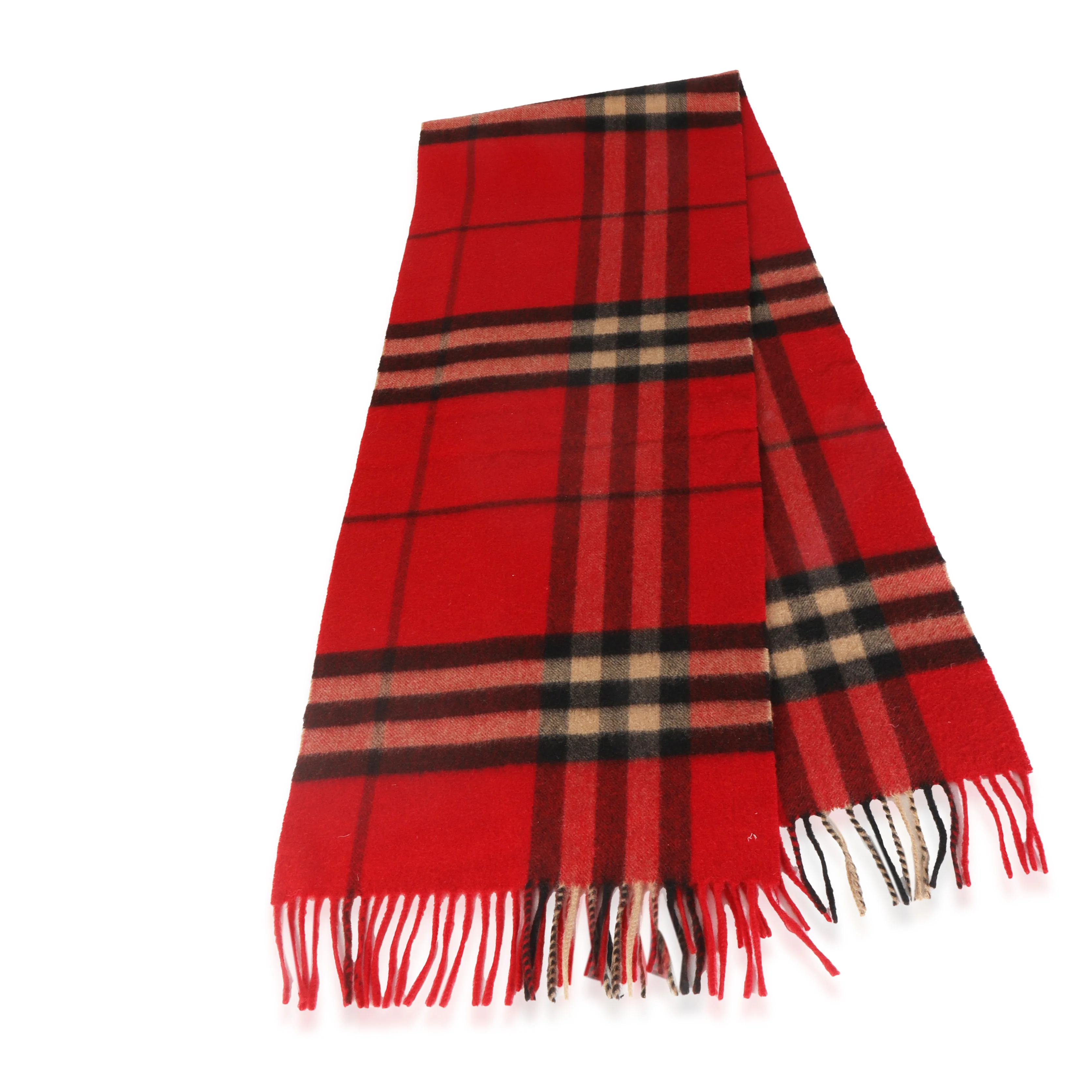 Red Wide Check Cashmere Scarf