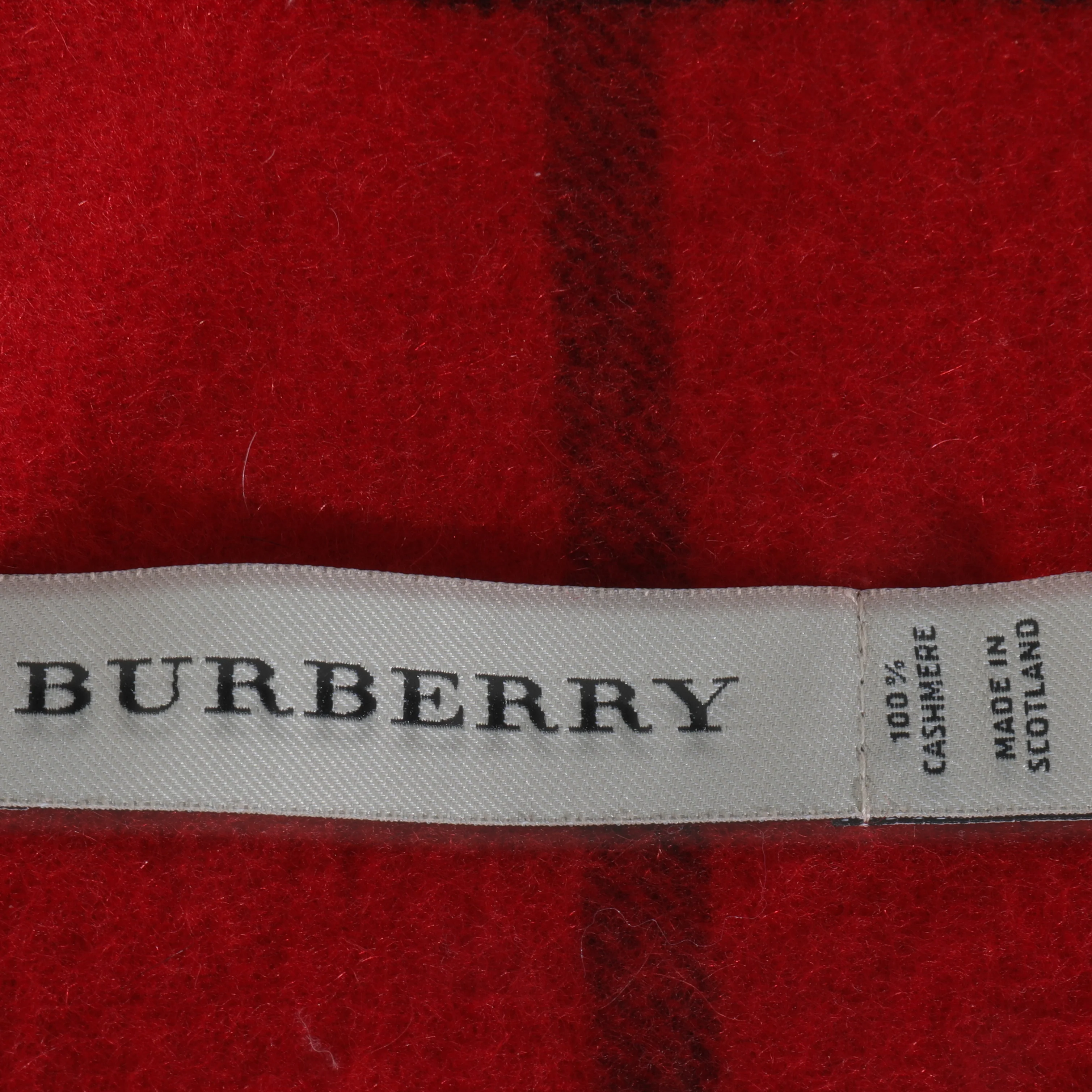 Red Wide Check Cashmere Scarf - Image 3