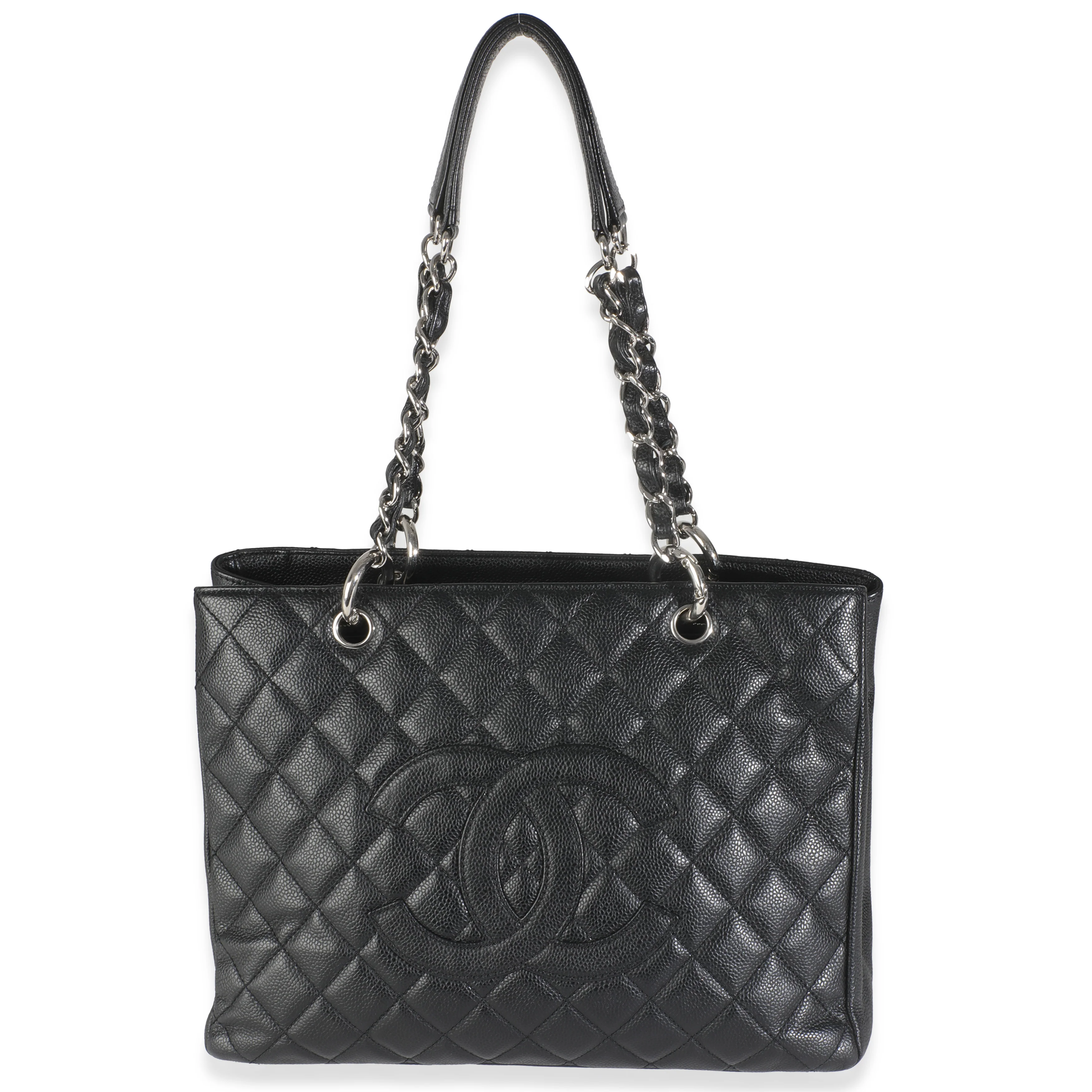 Black Quilted Caviar Grand Shopping Tote