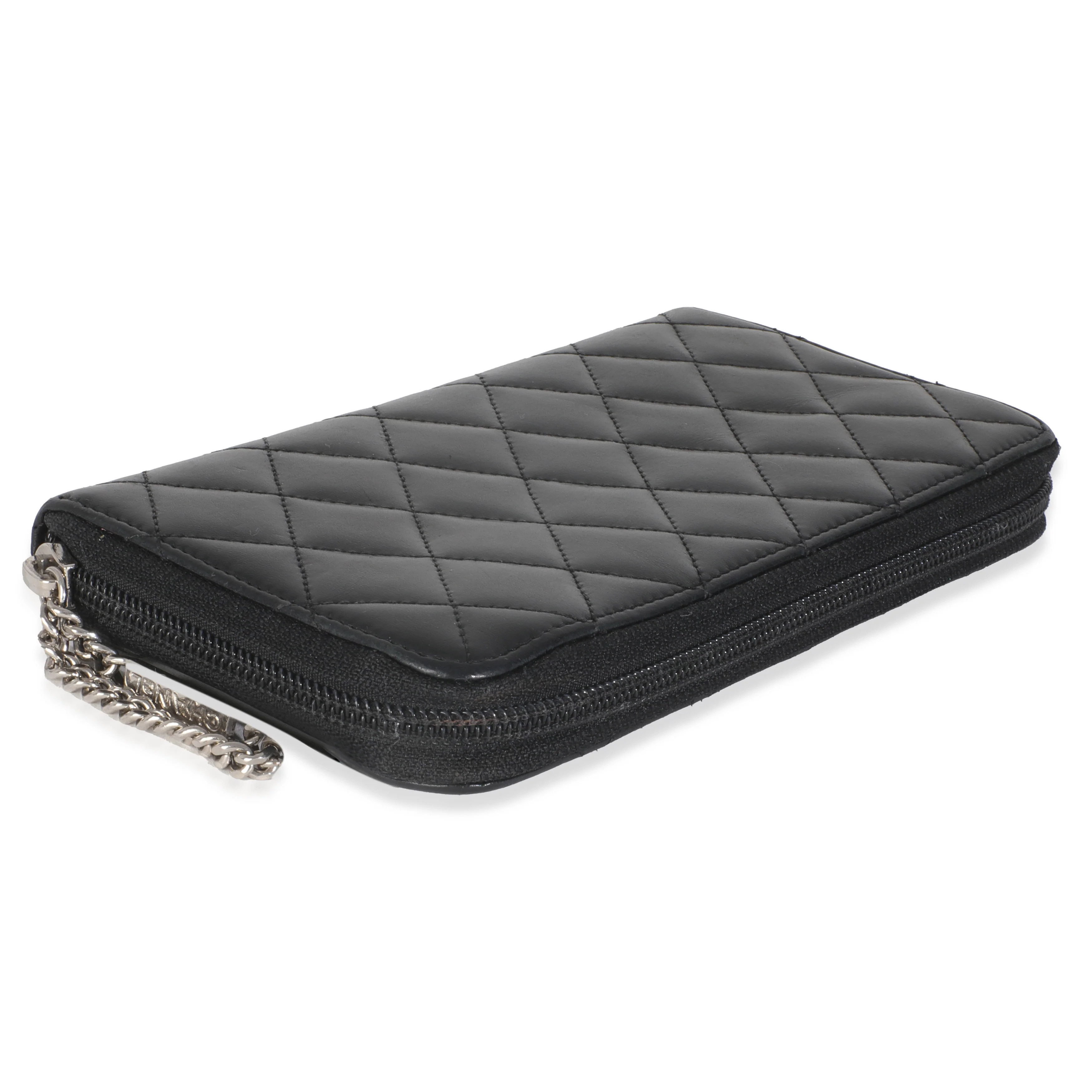 Vintage Black Quilted Lambskin Cambon Wallet - Image 7