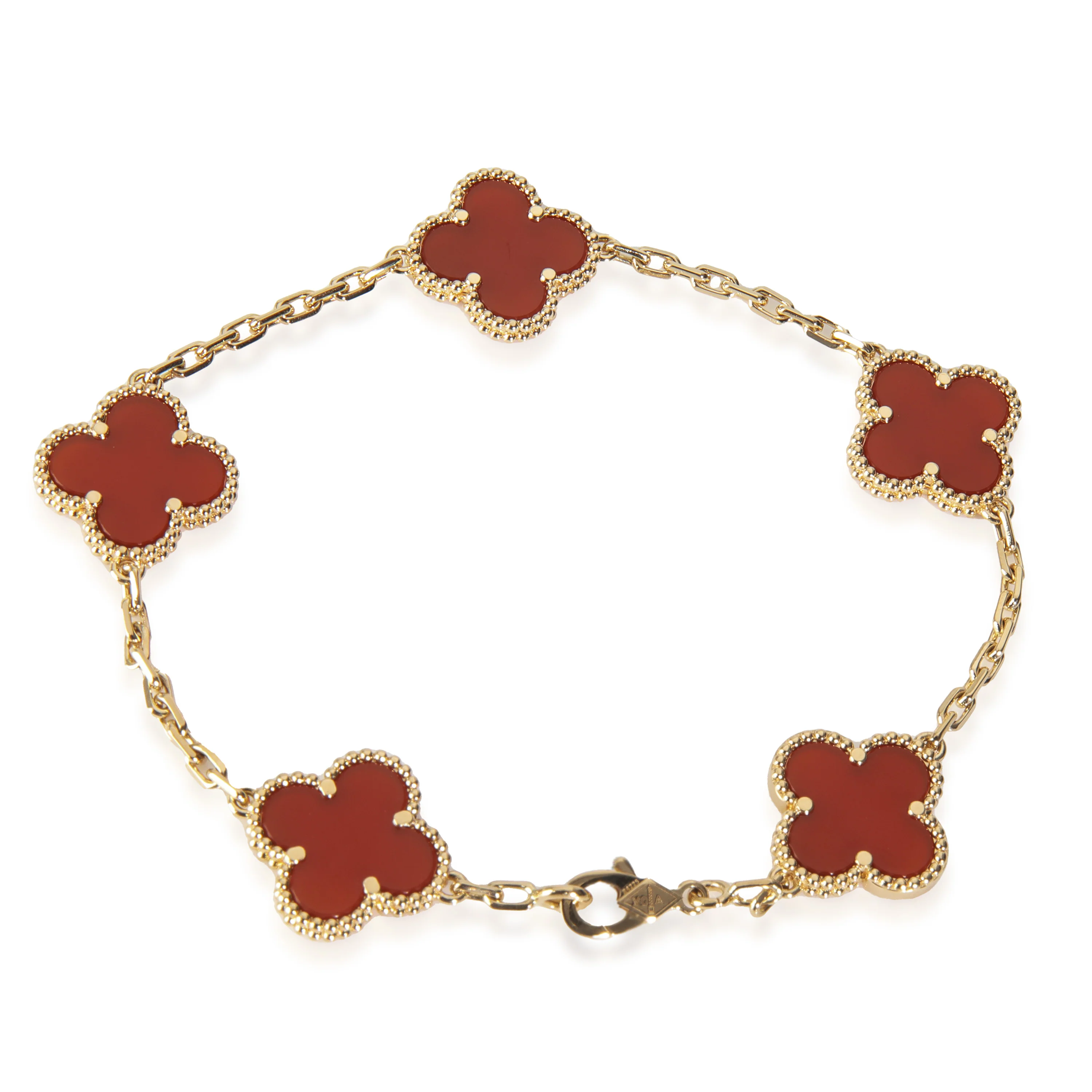 Yellow Gold Carnelian Vintage Alhambra Bracelet - Image 3