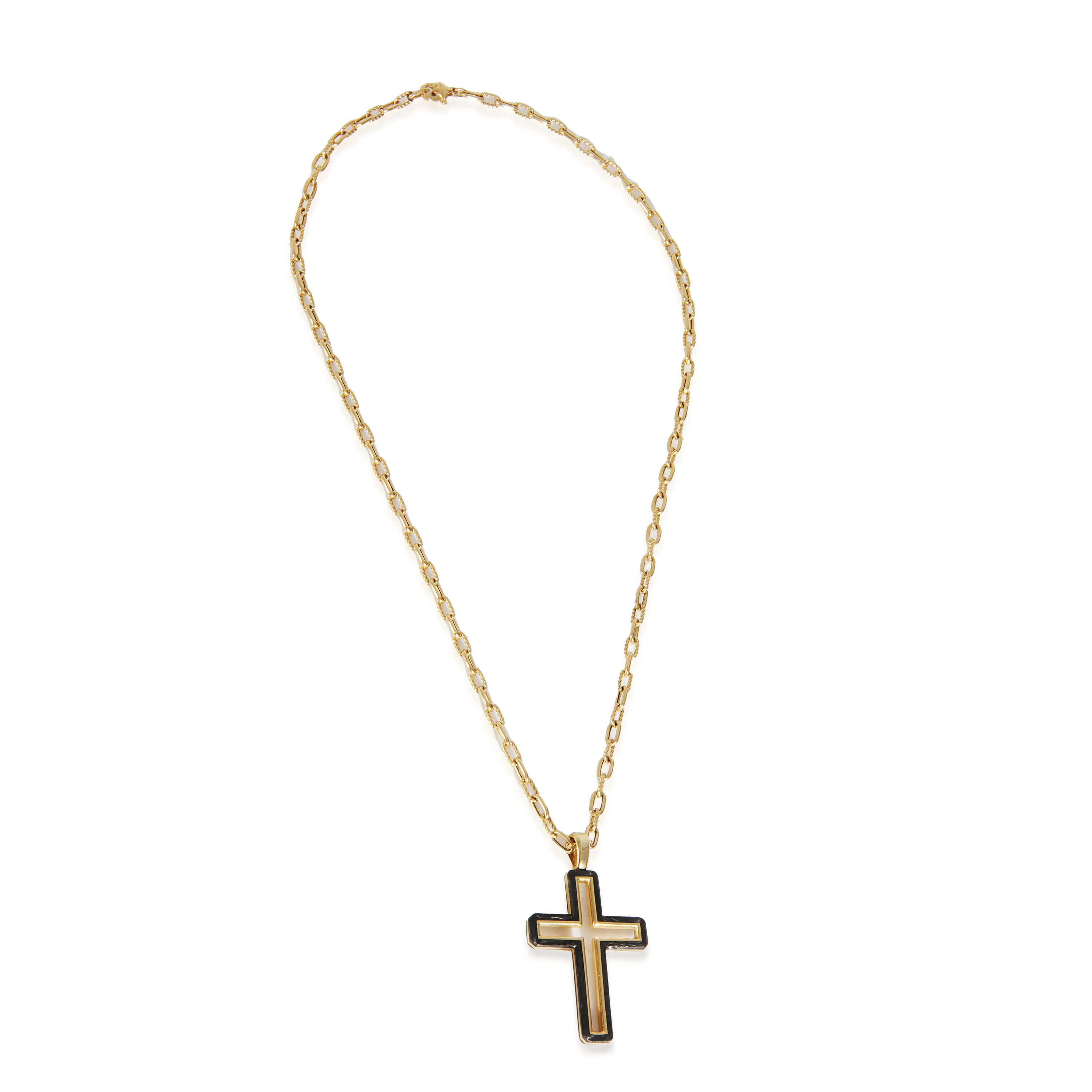 Yellow Gold  Forged Carbon Cross Necklace - Image 3