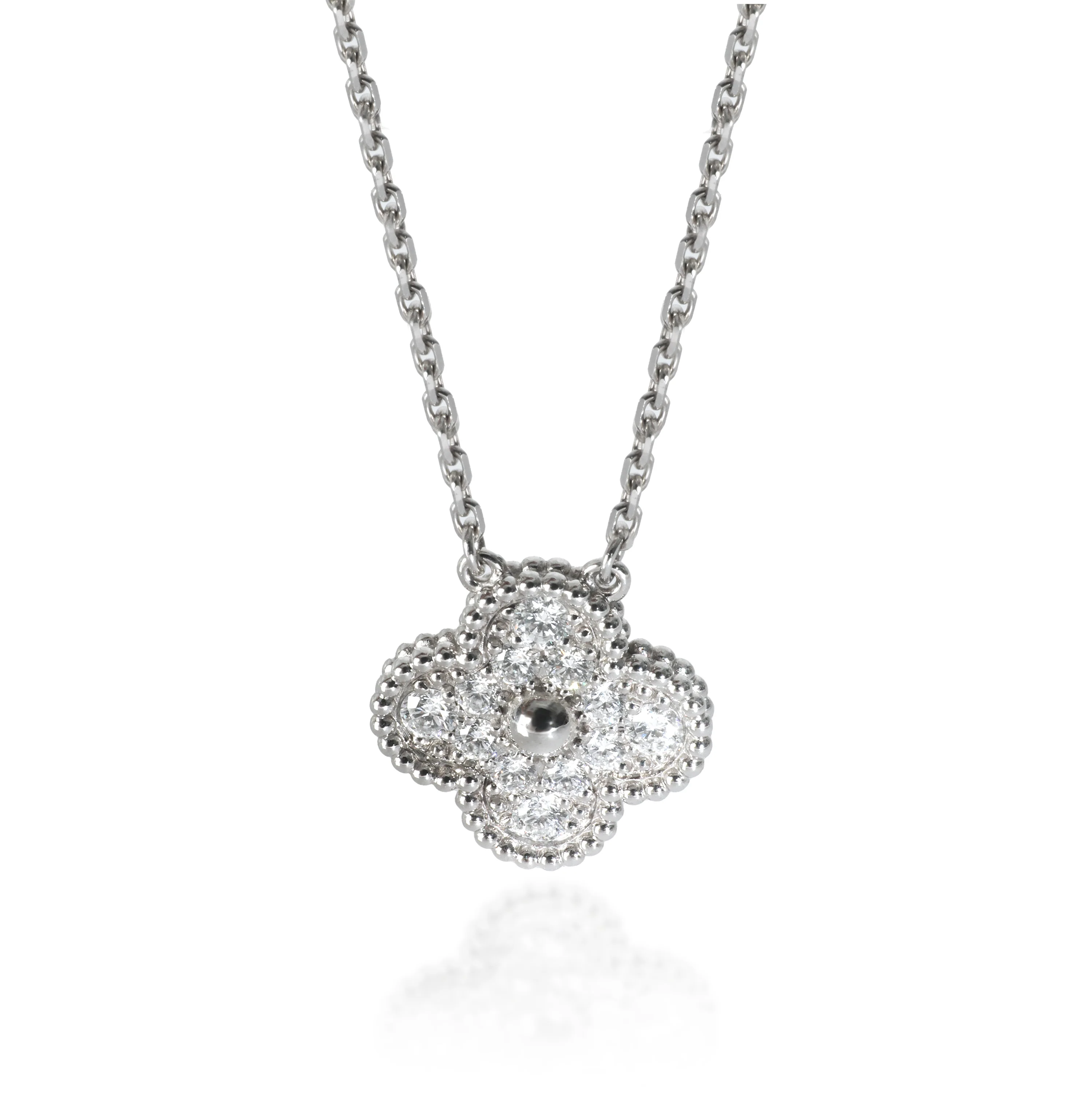White Gold Diamond Vintage Alhambra Pendant