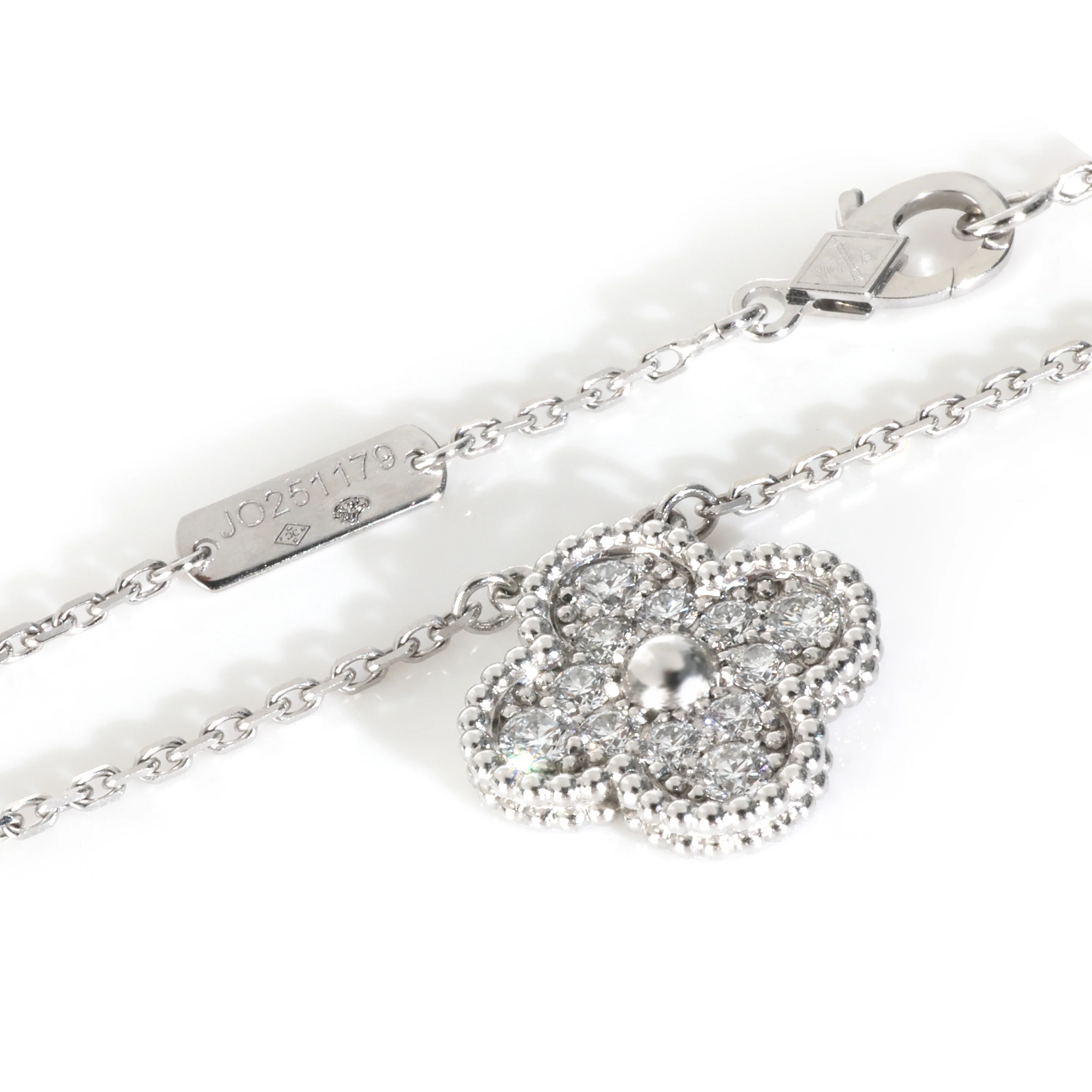 White Gold Diamond Vintage Alhambra Pendant - Image 3