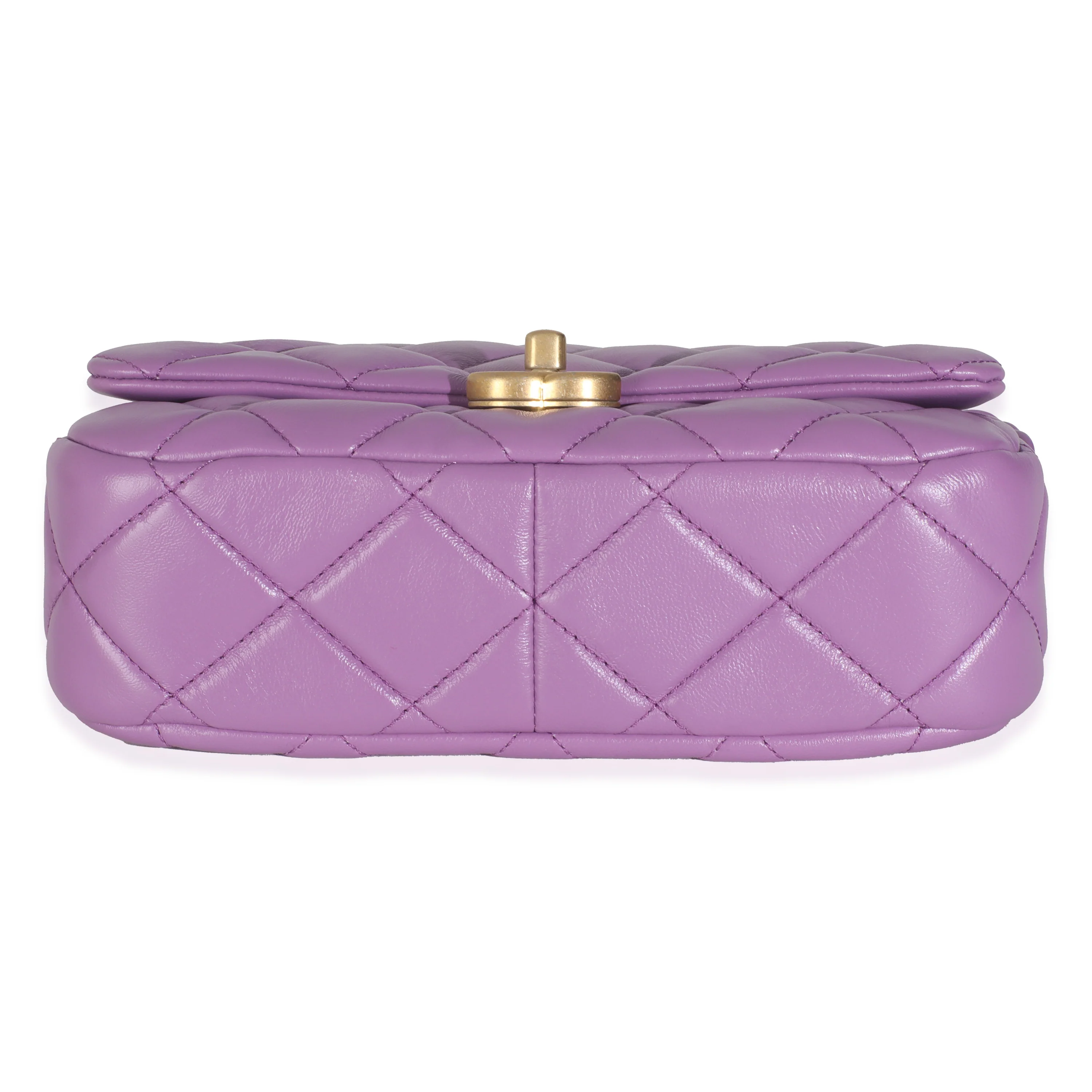 22S Purple Quilted Lambskin Mini Lacquered Chain Flap Bag - Image 5