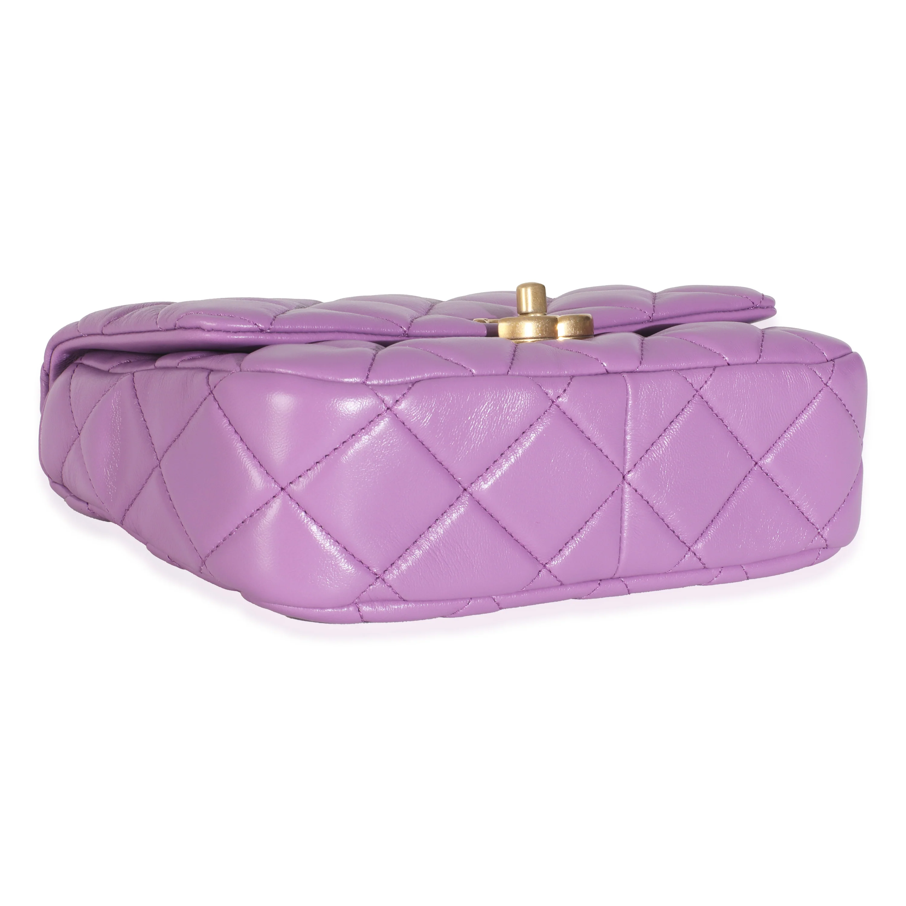 22S Purple Quilted Lambskin Mini Lacquered Chain Flap Bag - Image 6