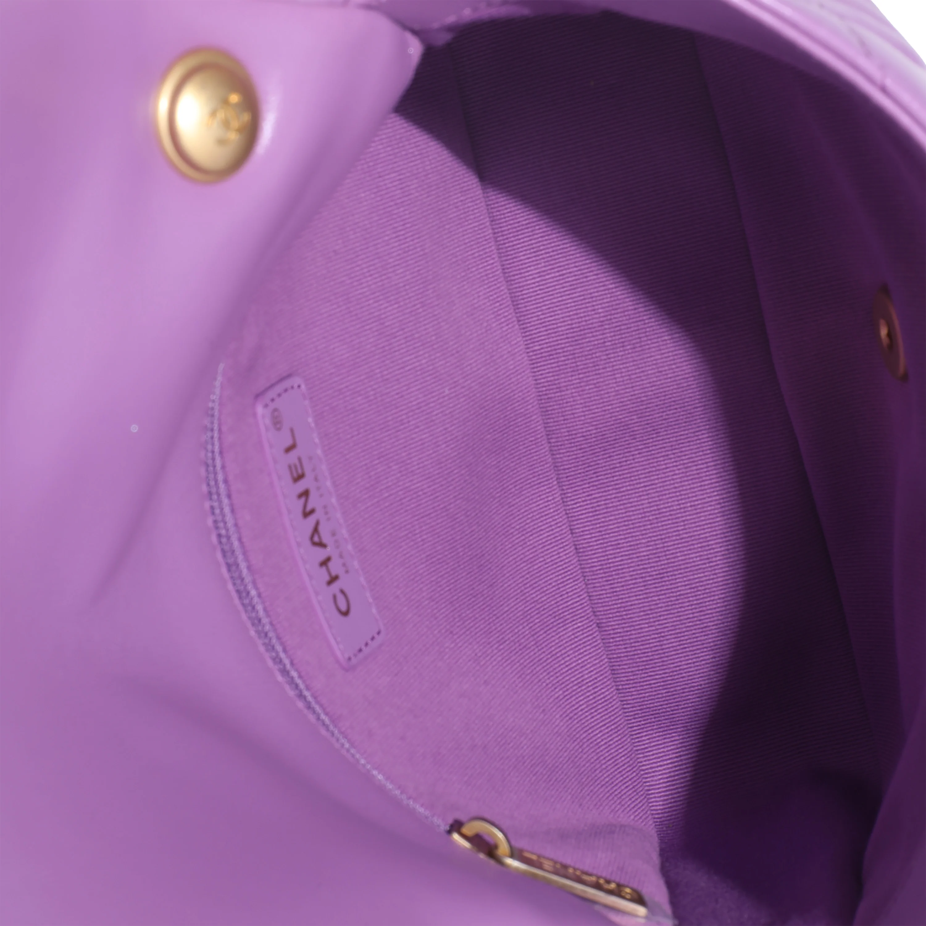 22S Purple Quilted Lambskin Mini Lacquered Chain Flap Bag - Image 8