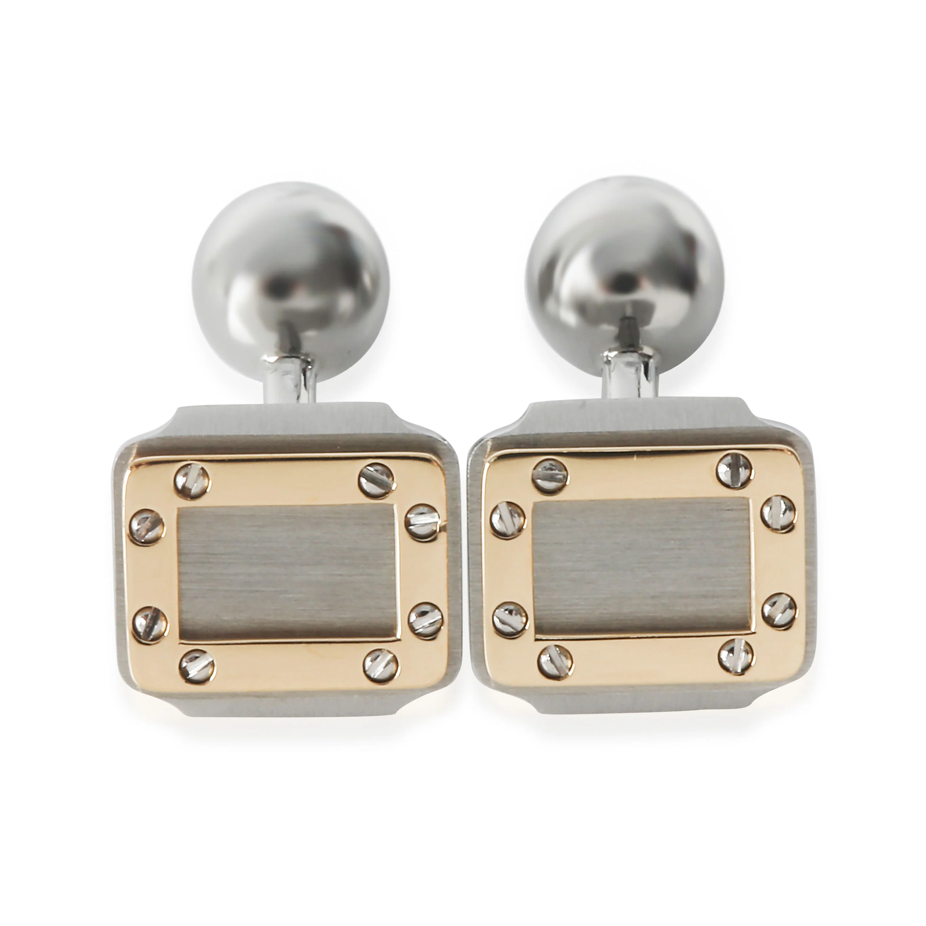 Yellow Gold & Steel  Vintage Santos Dumont Cufflinks