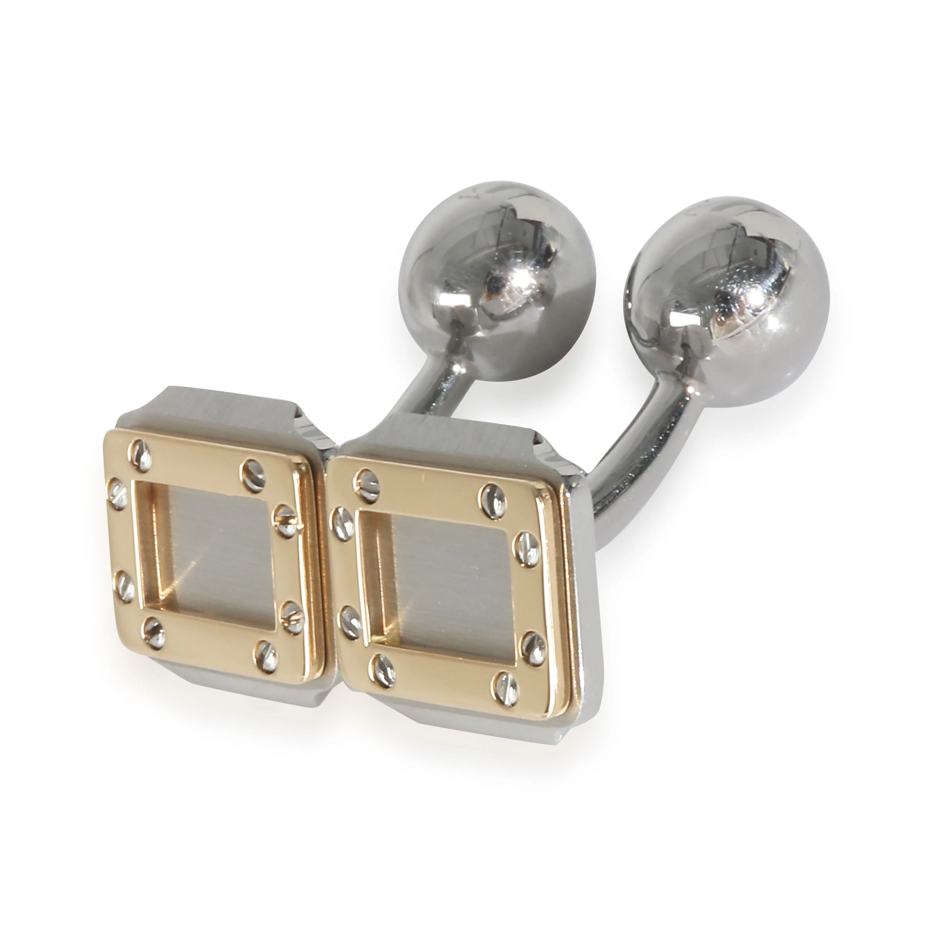 Yellow Gold & Steel  Vintage Santos Dumont Cufflinks - Image 2