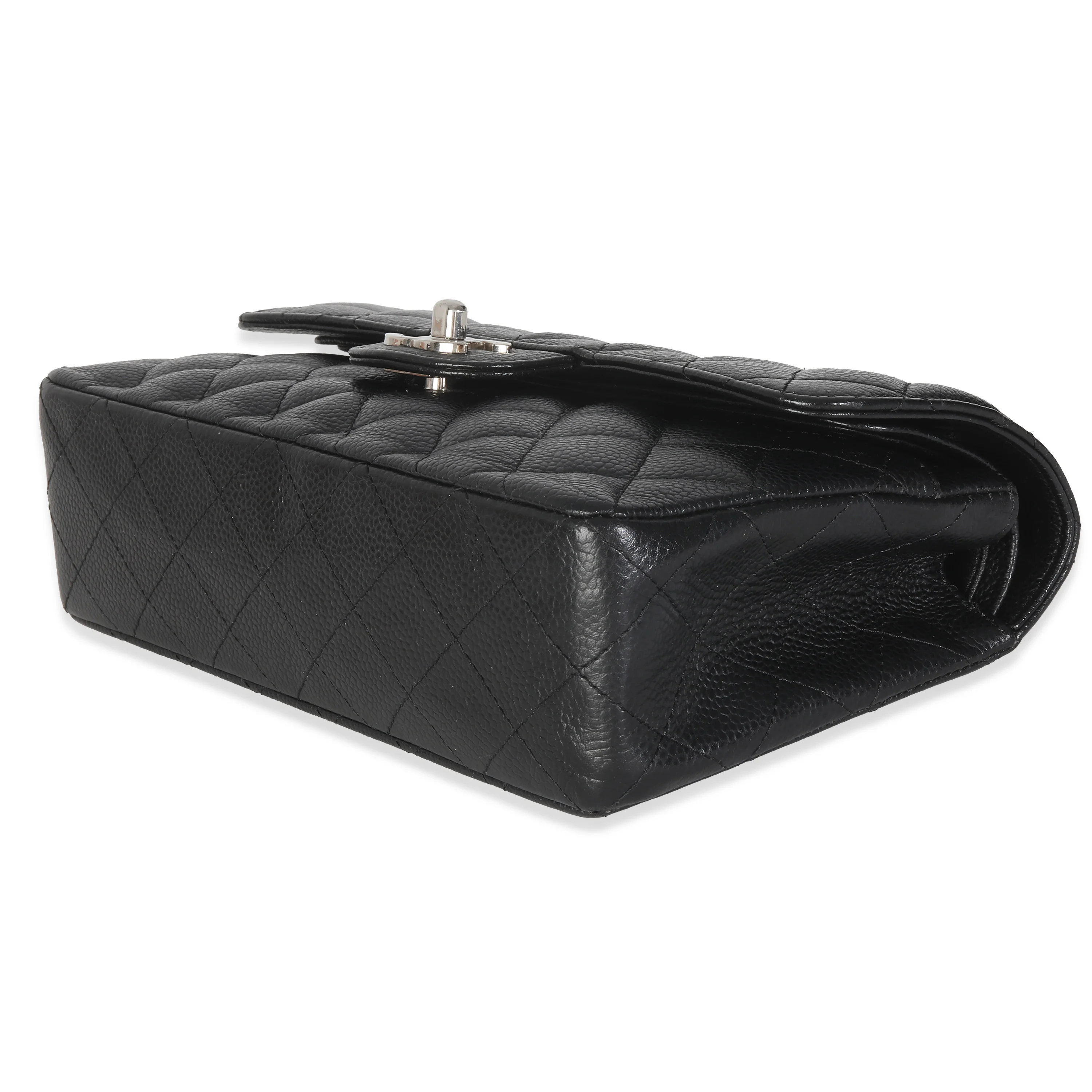 Black Quilted Caviar Small Classic Double Flap HandBag - Image 7