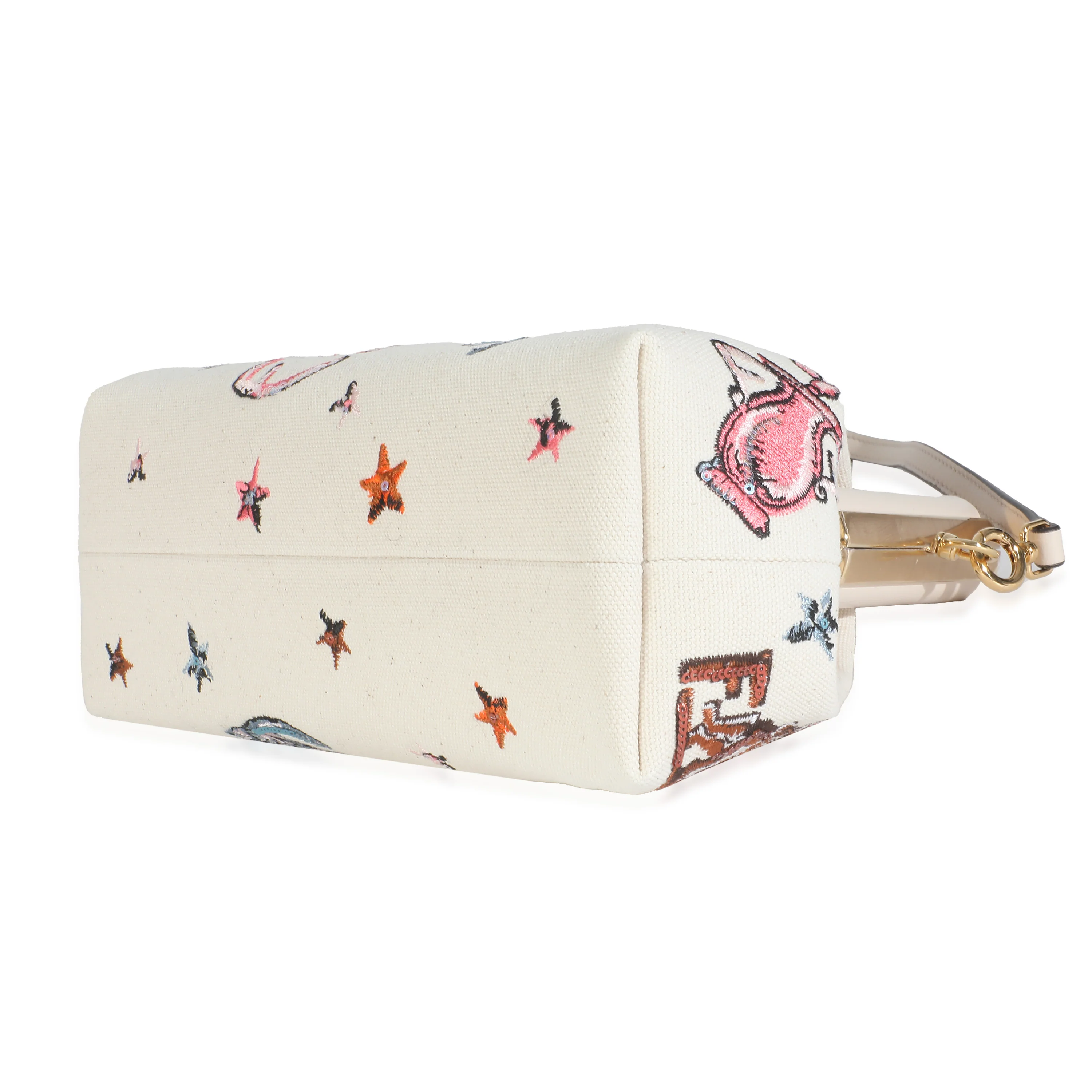 White Astrology Embroidered Canvas First Small Bag - Image 7