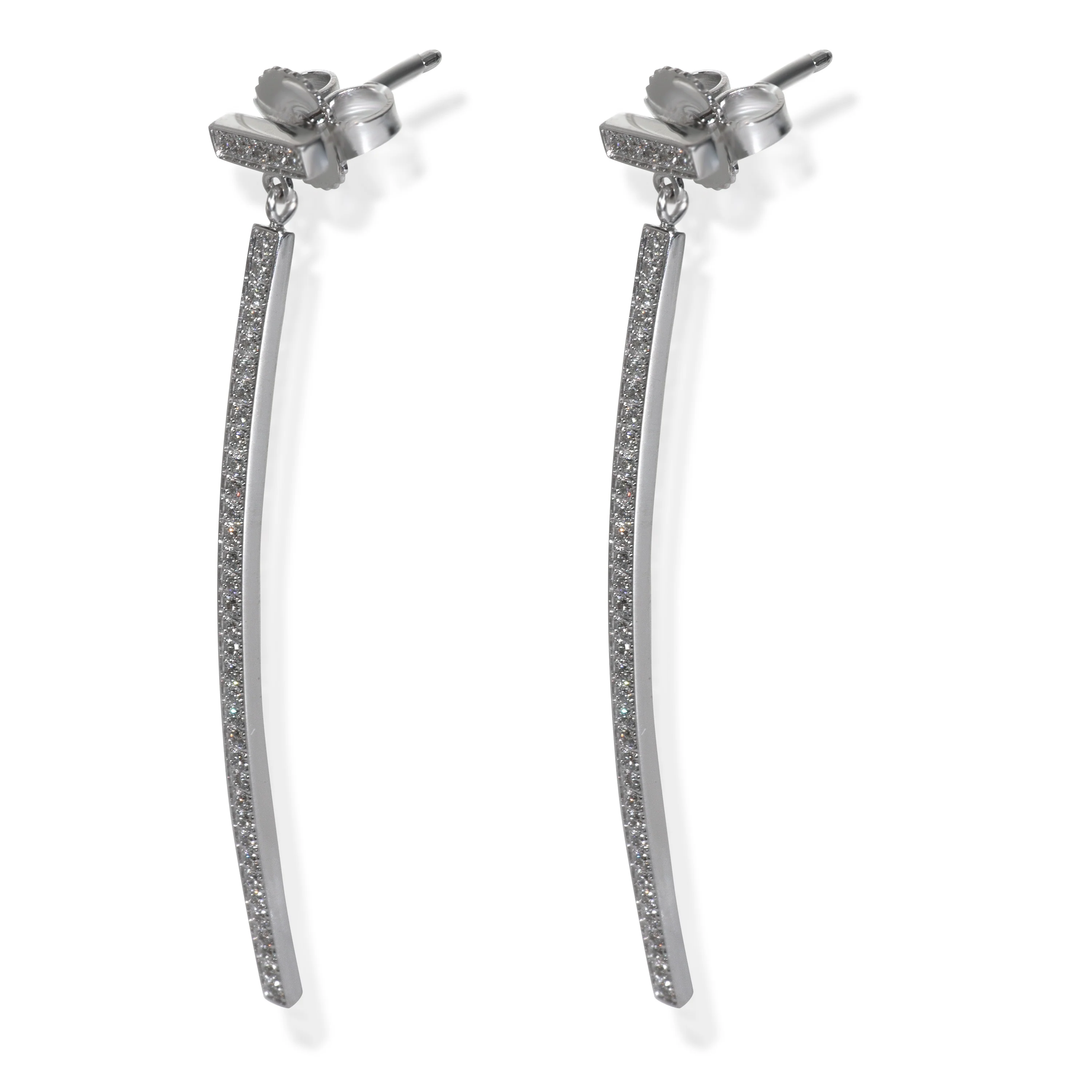 White Gold Diamond Tiffany T Earrings - Image 2