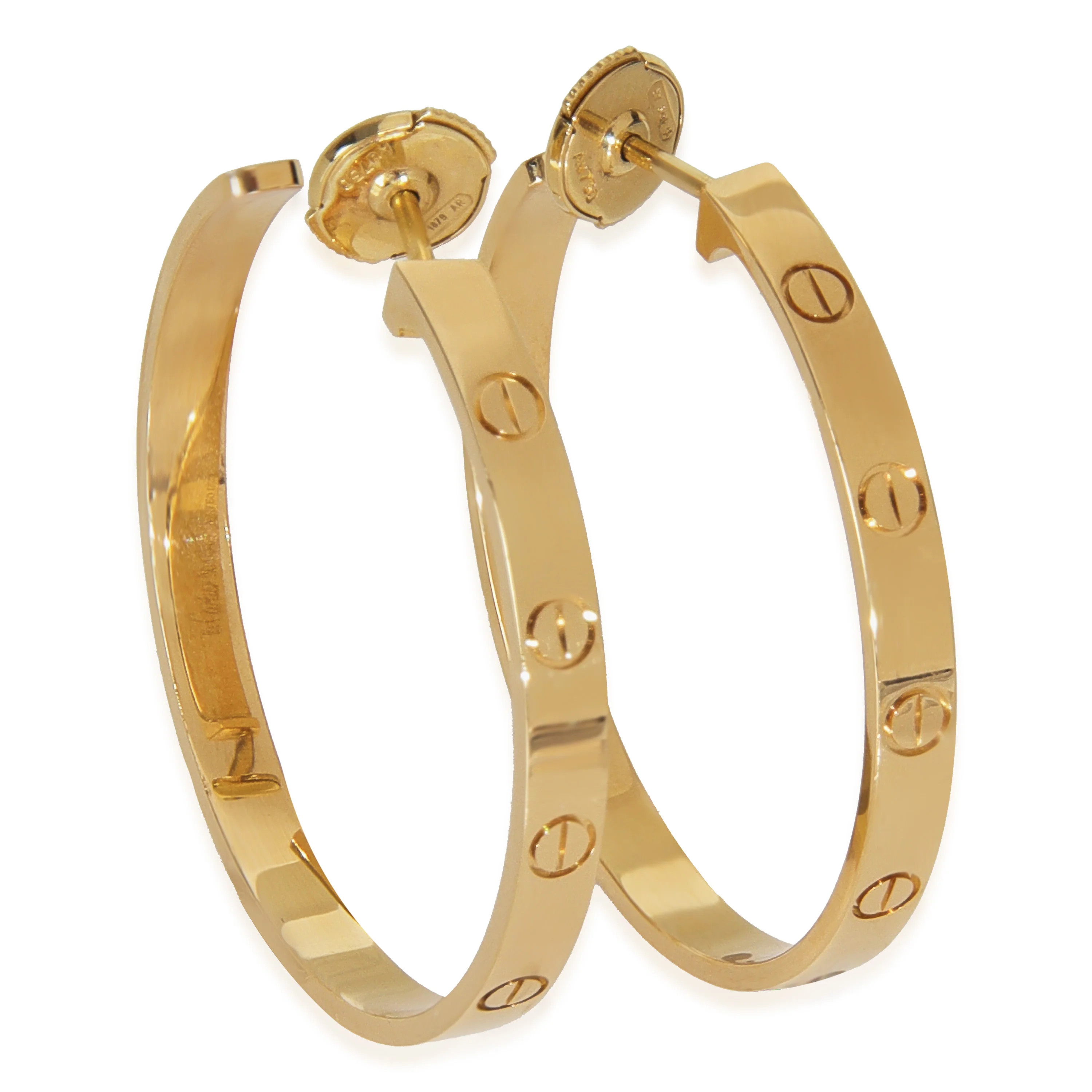 Yellow Gold  Large Model Love Hoop Earrings - Image 2