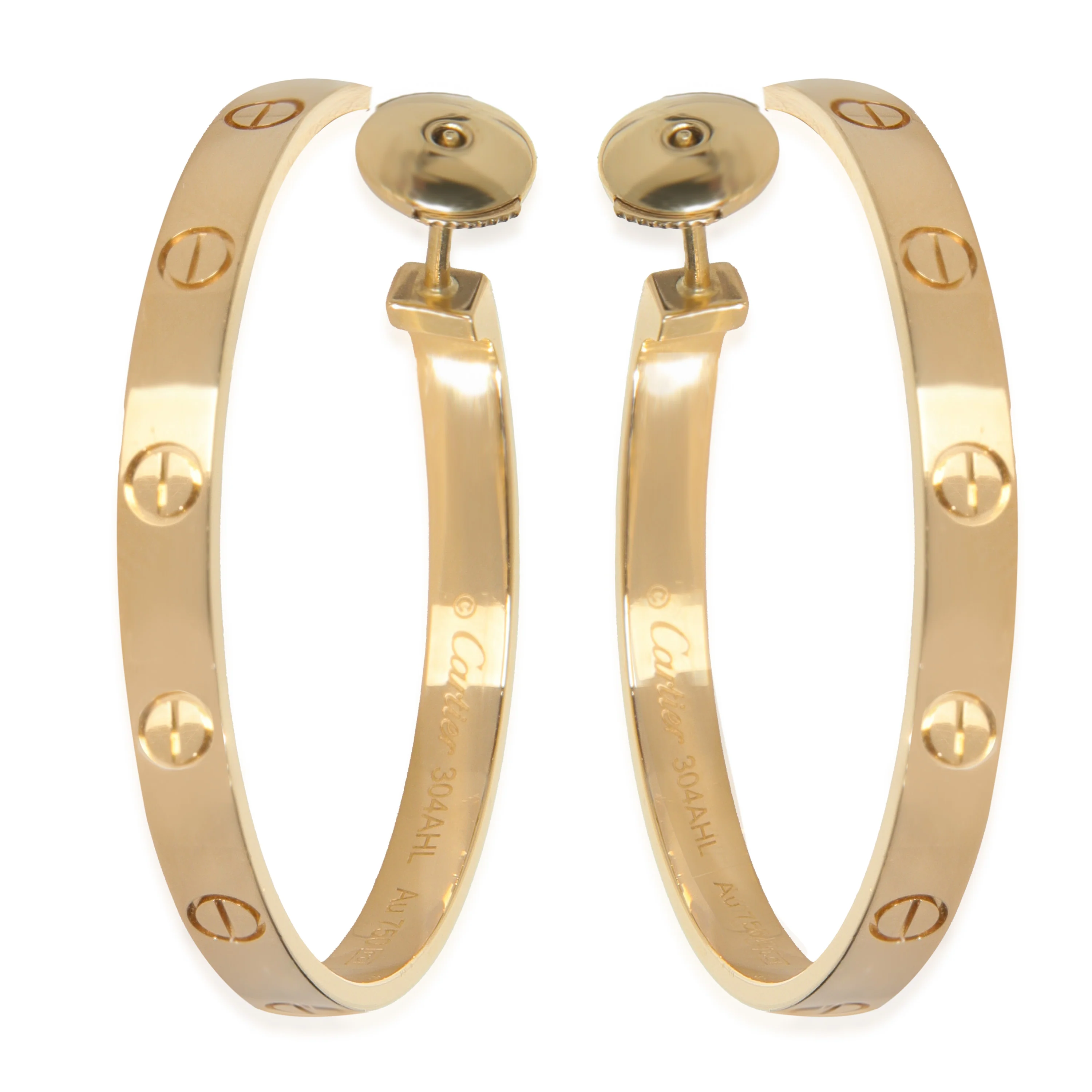 Yellow Gold  Large Model Love Hoop Earrings - Image 3