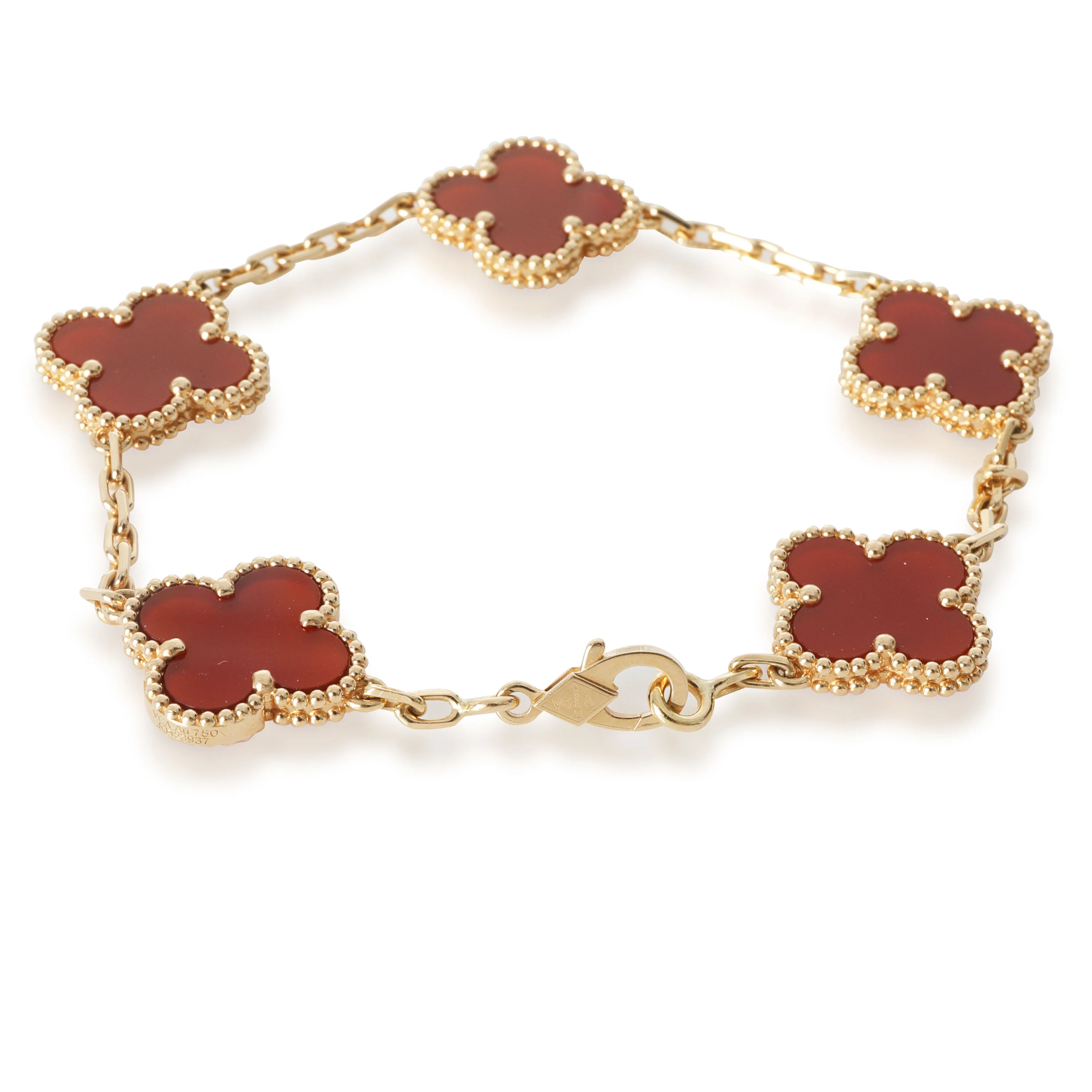 Yellow Gold Carnelian Vintage Alhambra Bracelet - Image 3