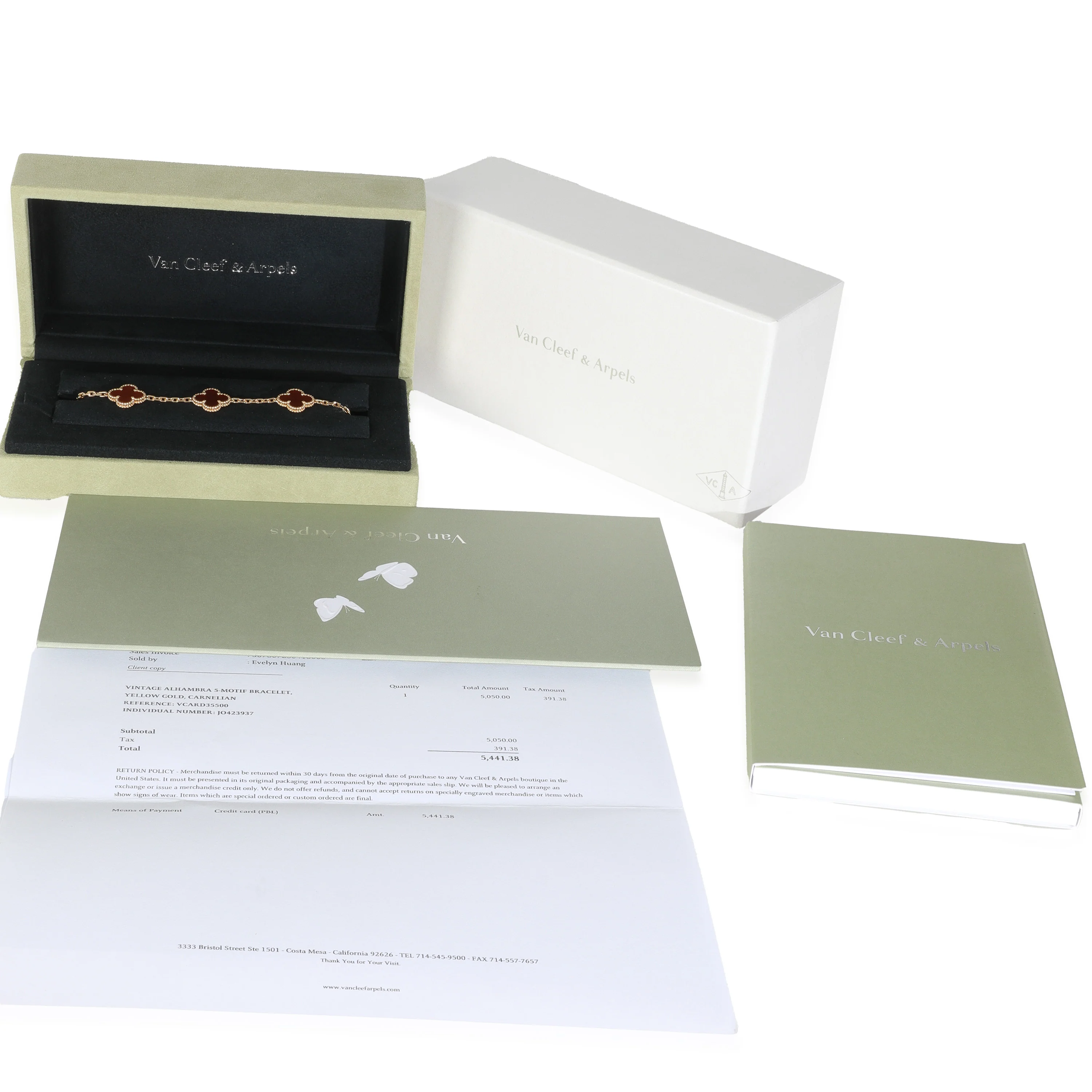 Yellow Gold Carnelian Vintage Alhambra Bracelet - Image 4