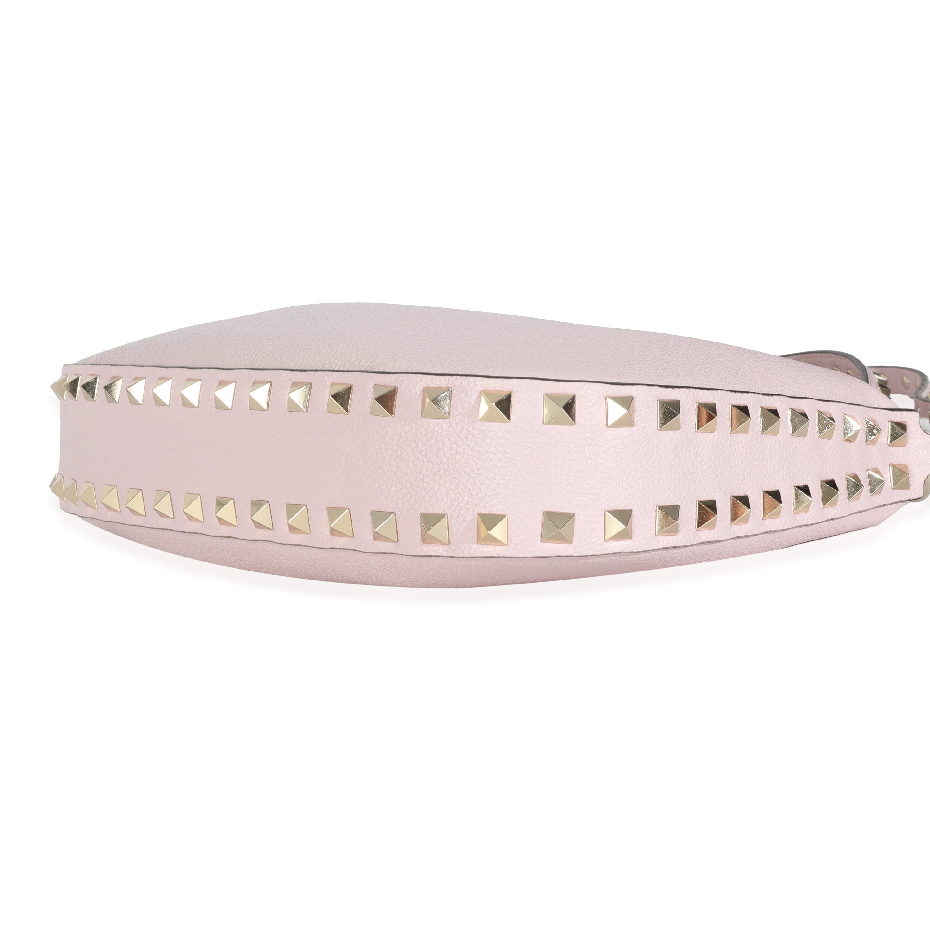Water Lilac Grained Calfskin Rockstud Hobo Bag - Image 7