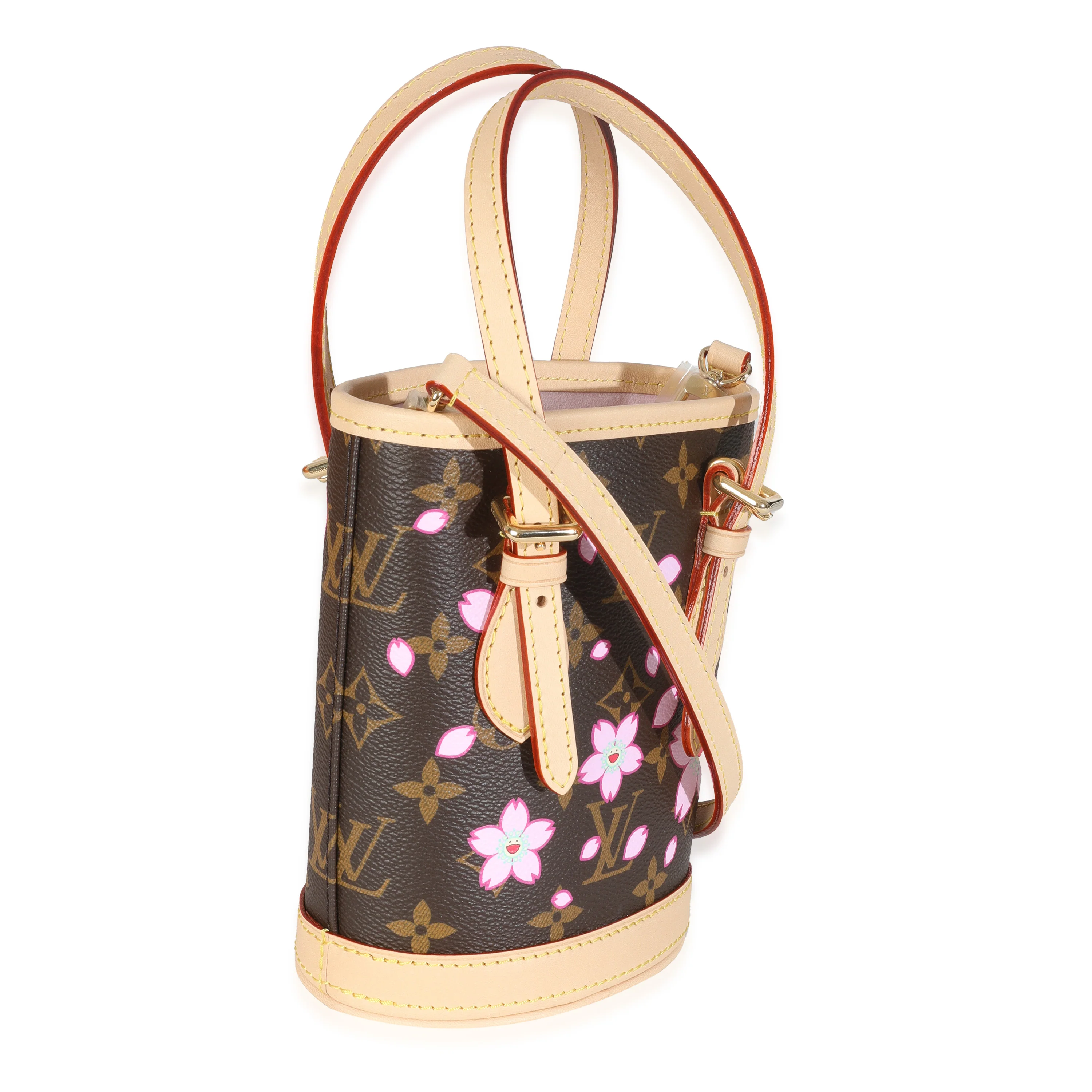 x TM Sakura Brown Monogram Cherry Blossom Nano Bucket - Image 2