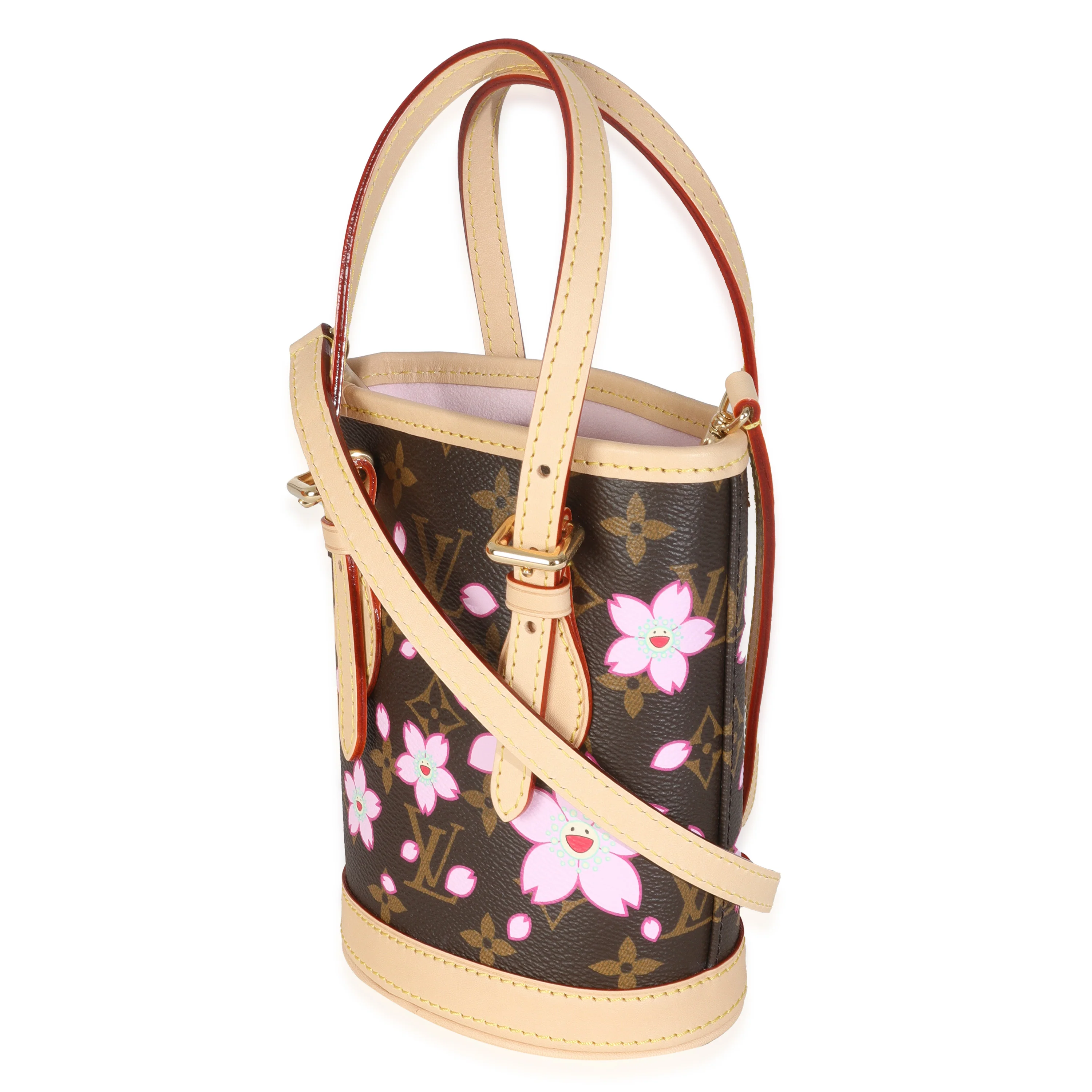 x TM Sakura Brown Monogram Cherry Blossom Nano Bucket - Image 3