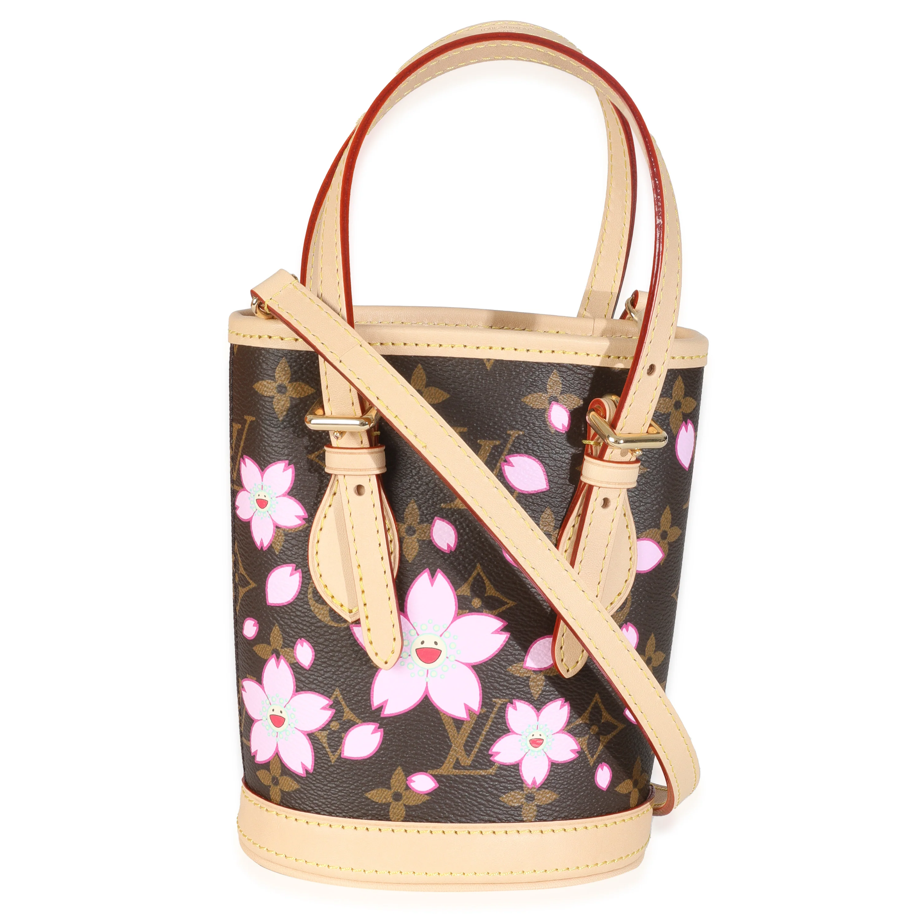x TM Sakura Brown Monogram Cherry Blossom Nano Bucket - Image 4