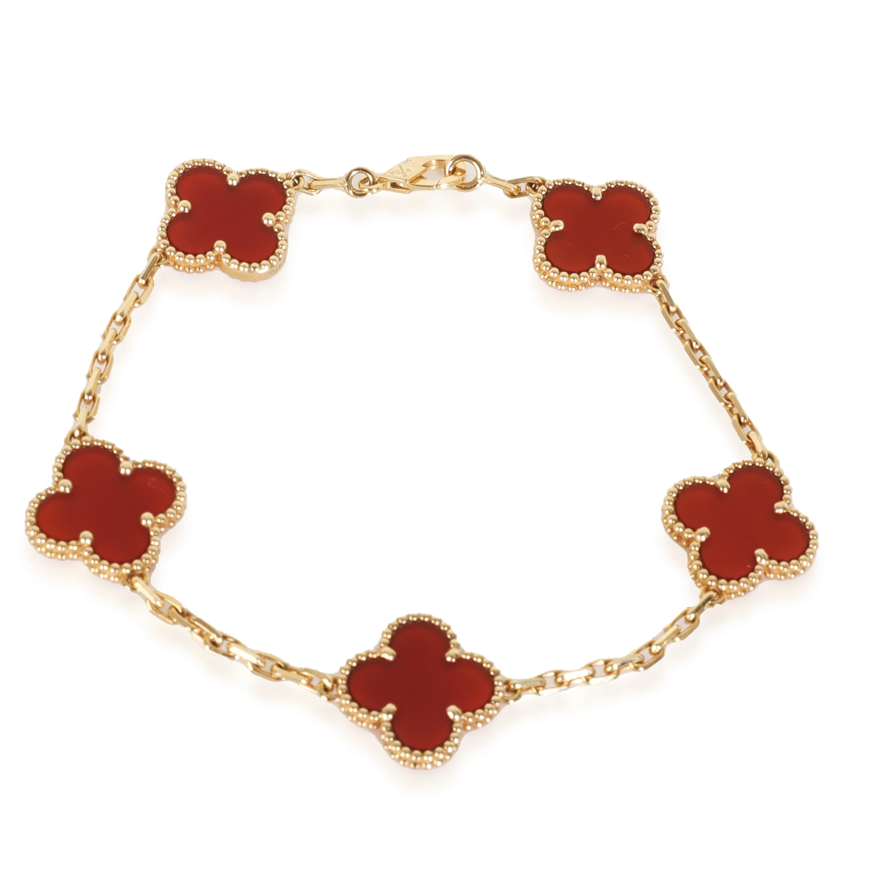Yellow Gold Carnelian Vintage Alhambra Bracelet