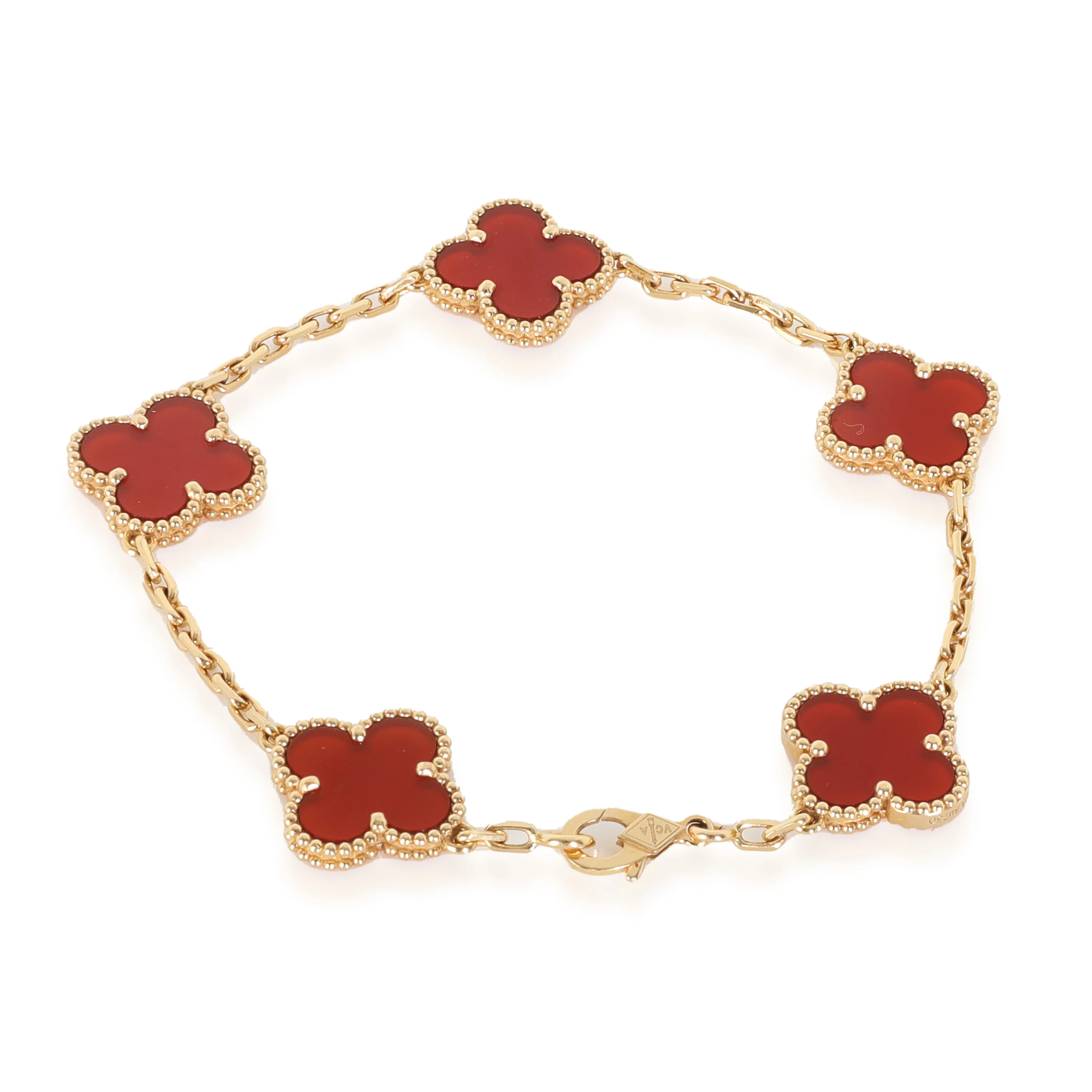 Yellow Gold Carnelian Vintage Alhambra Bracelet - Image 3